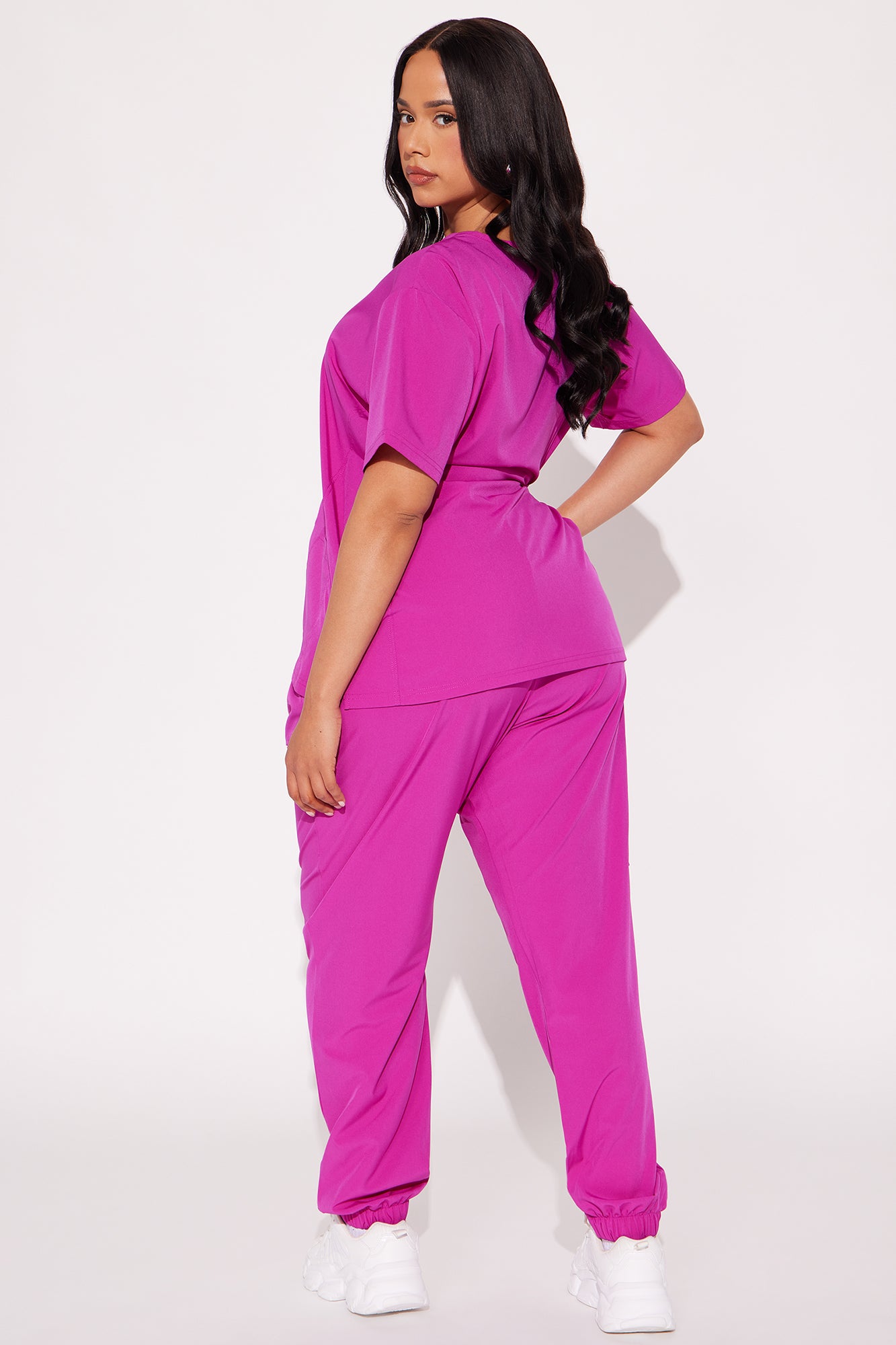 Care For You 4 Way Stretch Scrub Uniform Jogger Set - Magenta - Image 6
