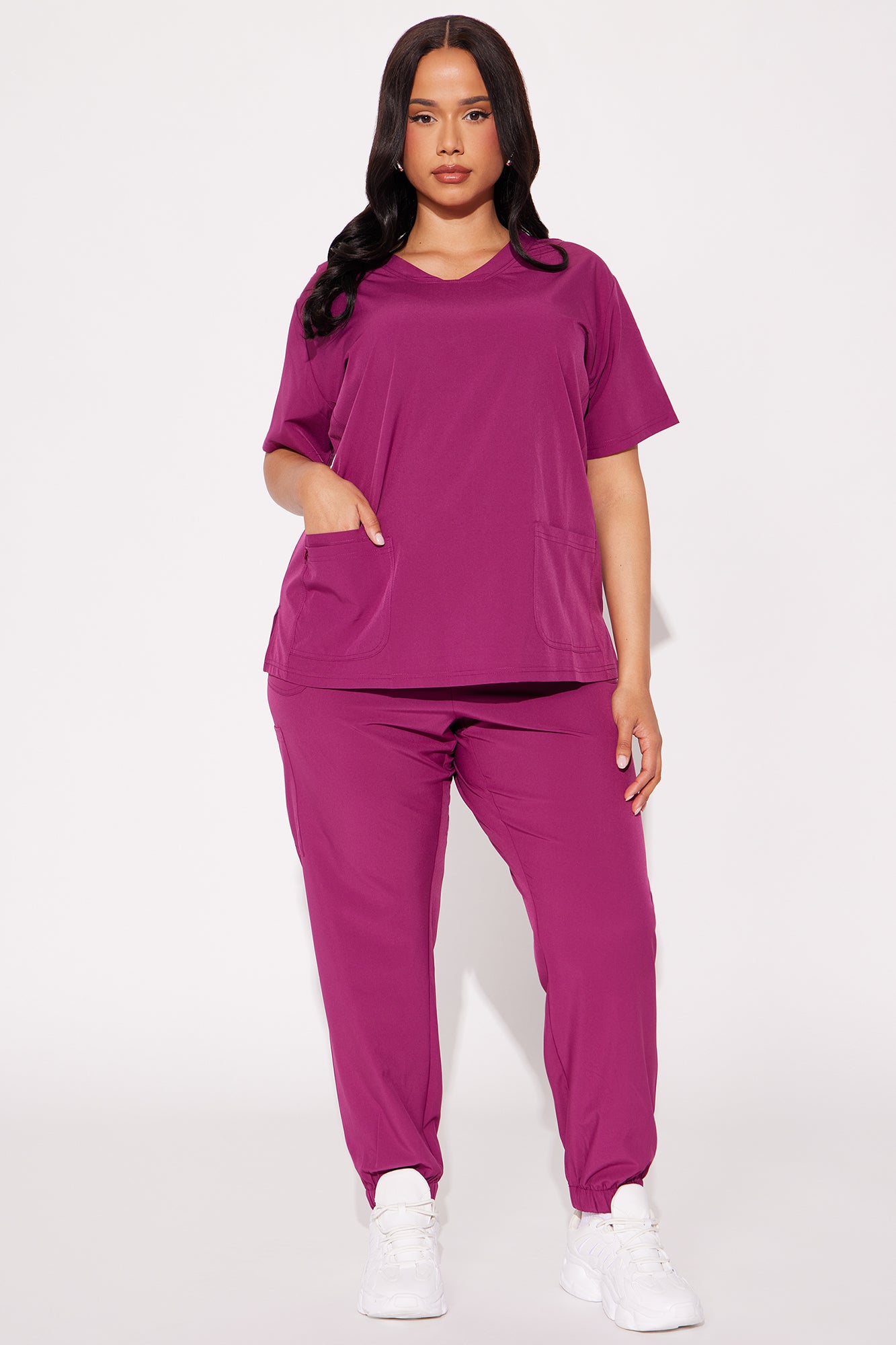 Care For You 4 Way Stretch Scrub Uniform Jogger Set - Burgundy - Image 4