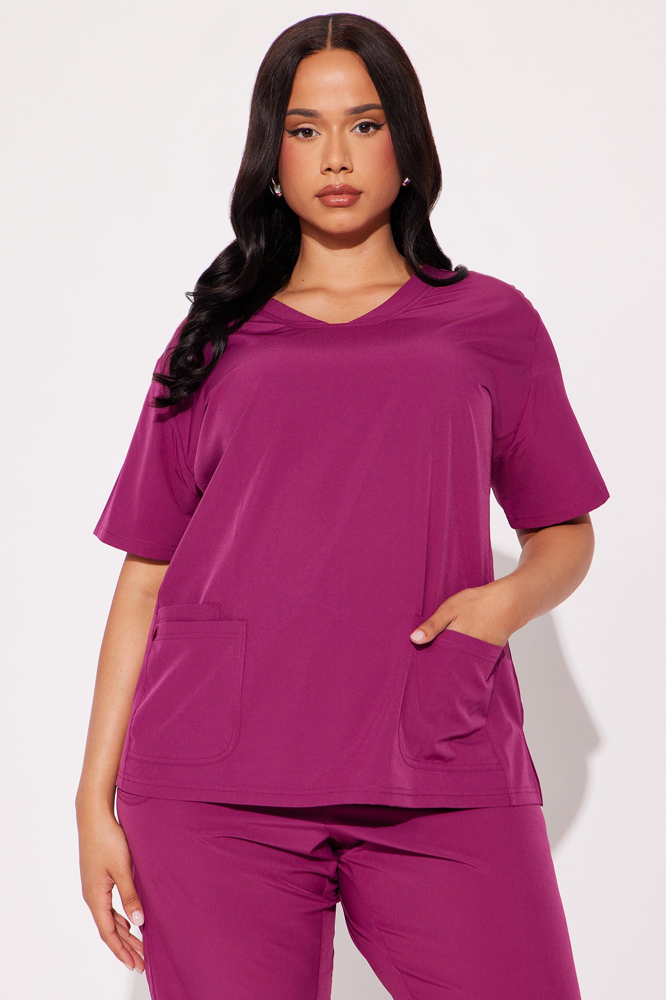 Care For You 4 Way Stretch Scrub Uniform Jogger Set - Burgundy - Image 5