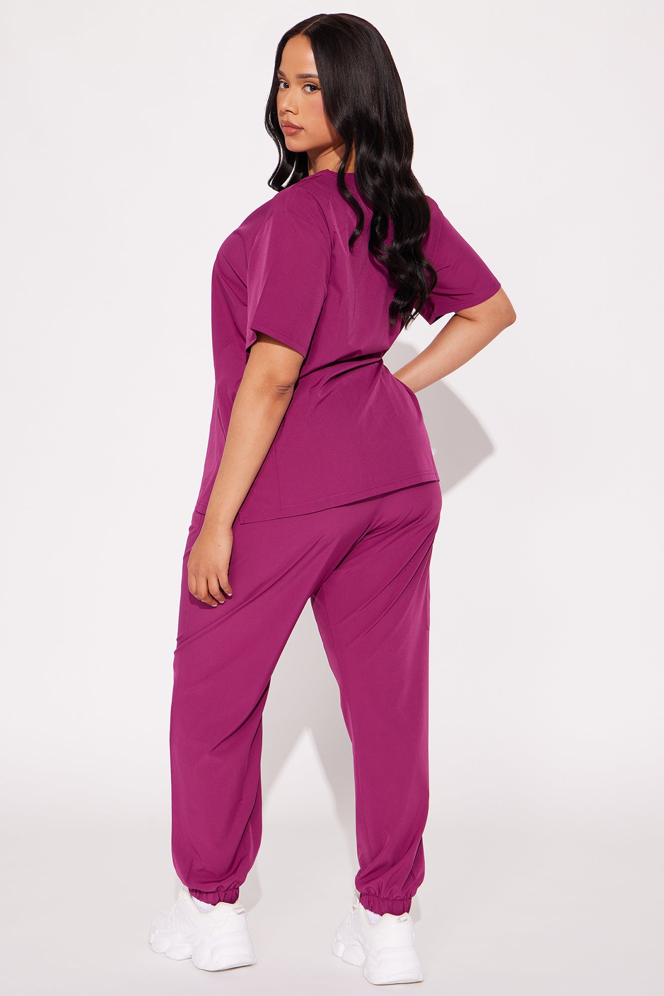Care For You 4 Way Stretch Scrub Uniform Jogger Set - Burgundy - Image 6