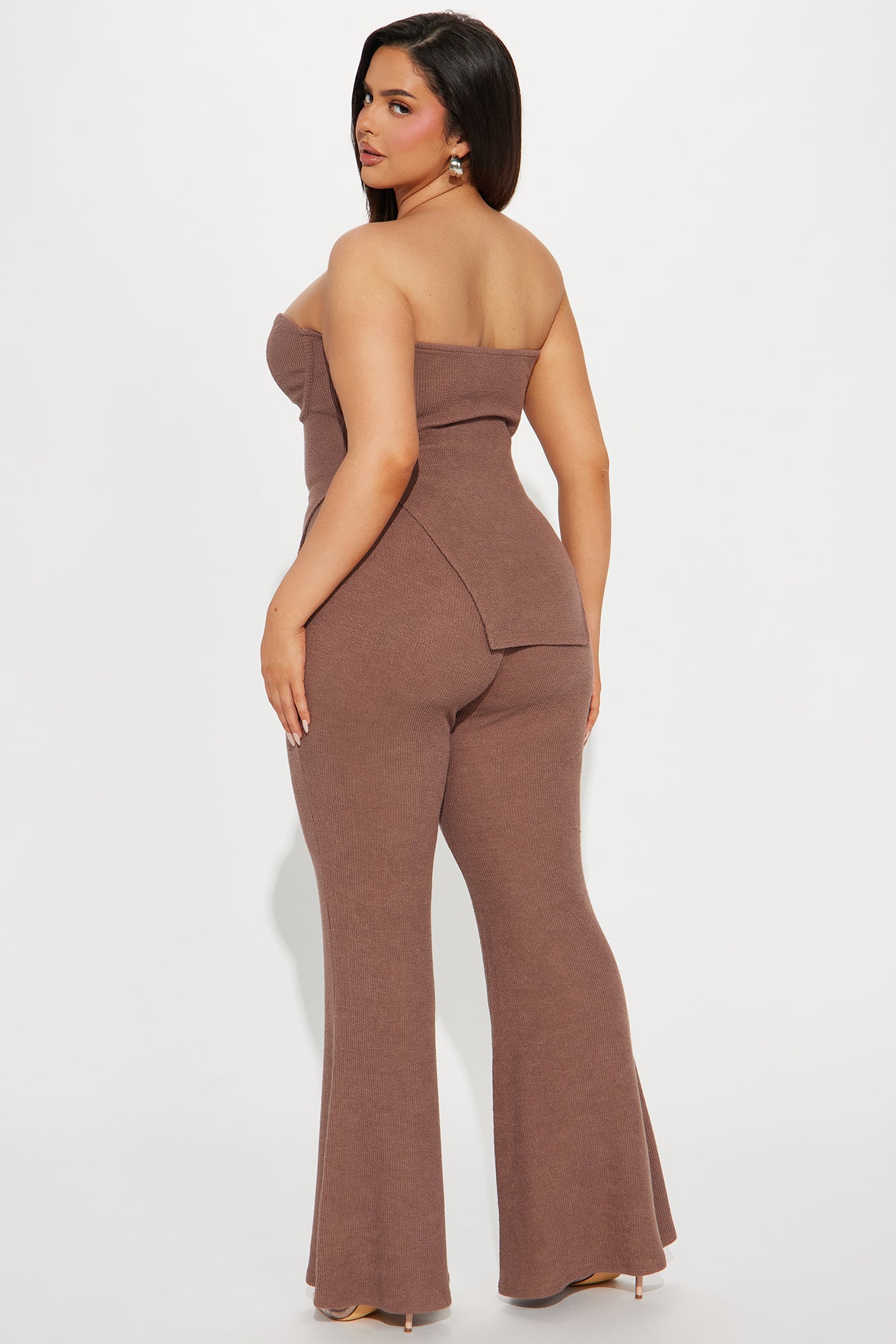 Call My Name Ribbed Pant Set - Mocha - Image 6