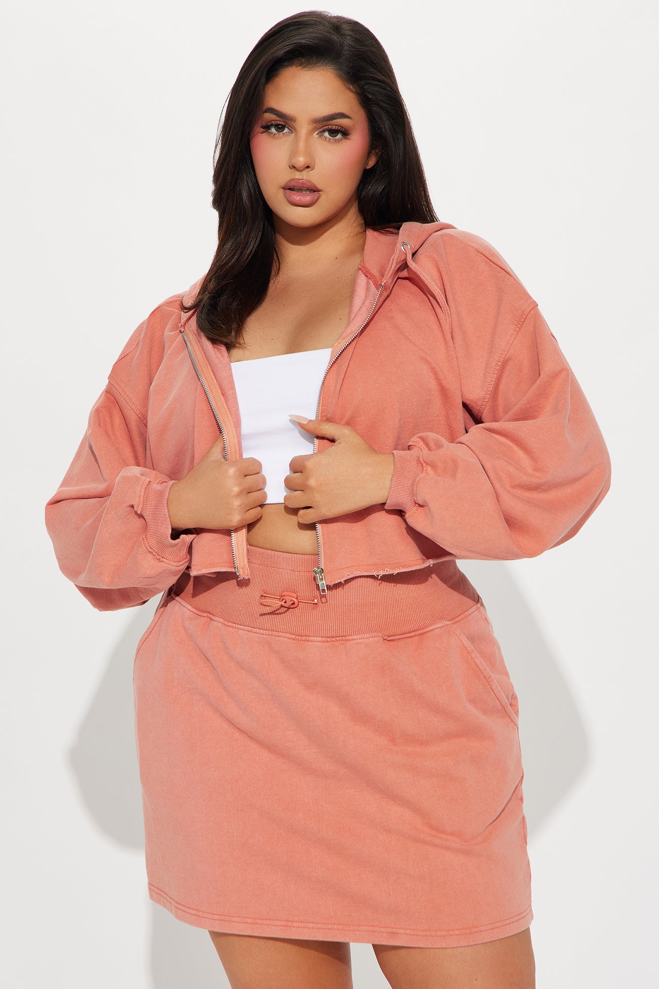 Go With The Feels Skirt Set - Peach - Image 5