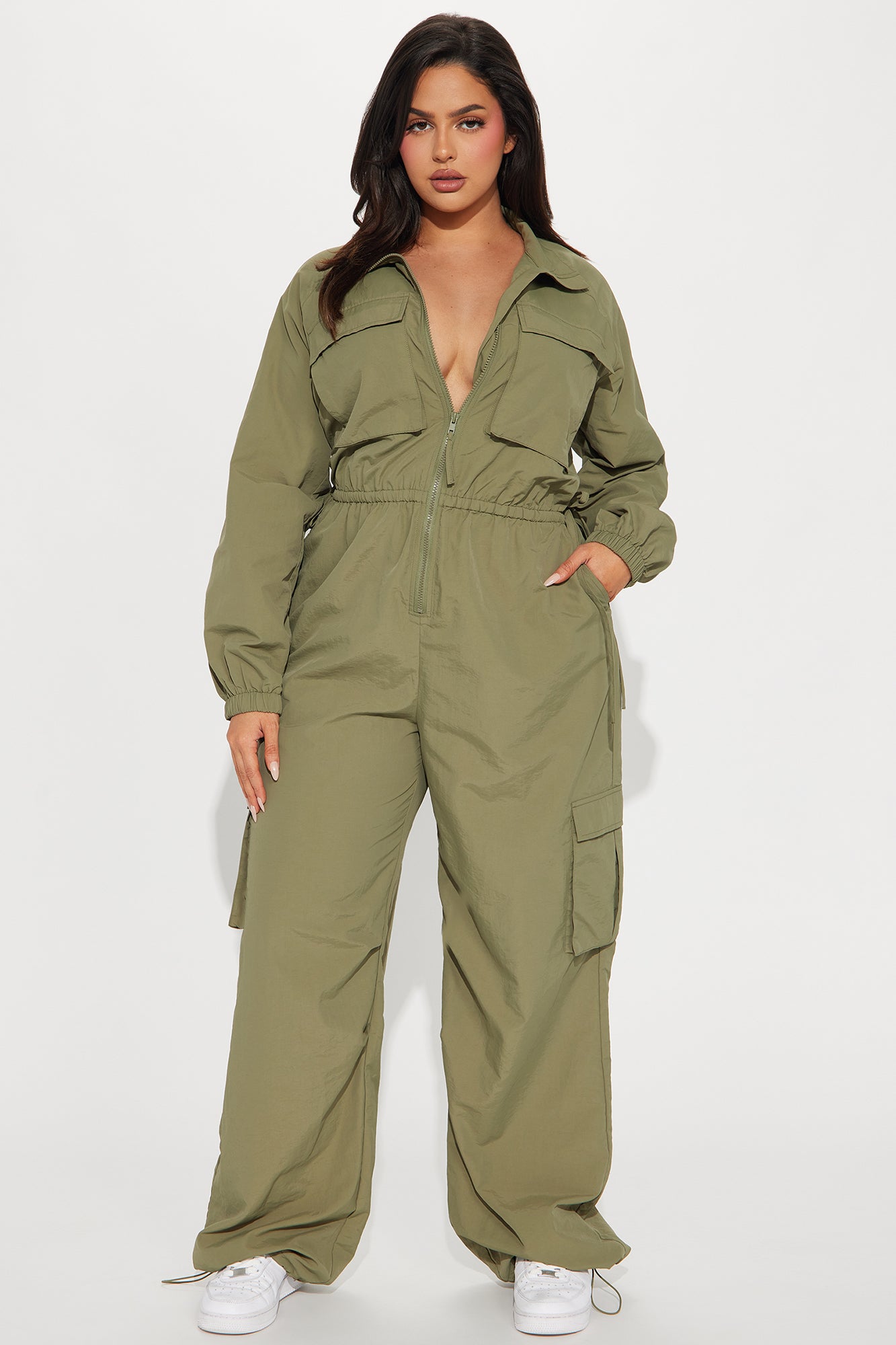 Don't Mention It Windbreaker Jumpsuit  - Olive - Image 4