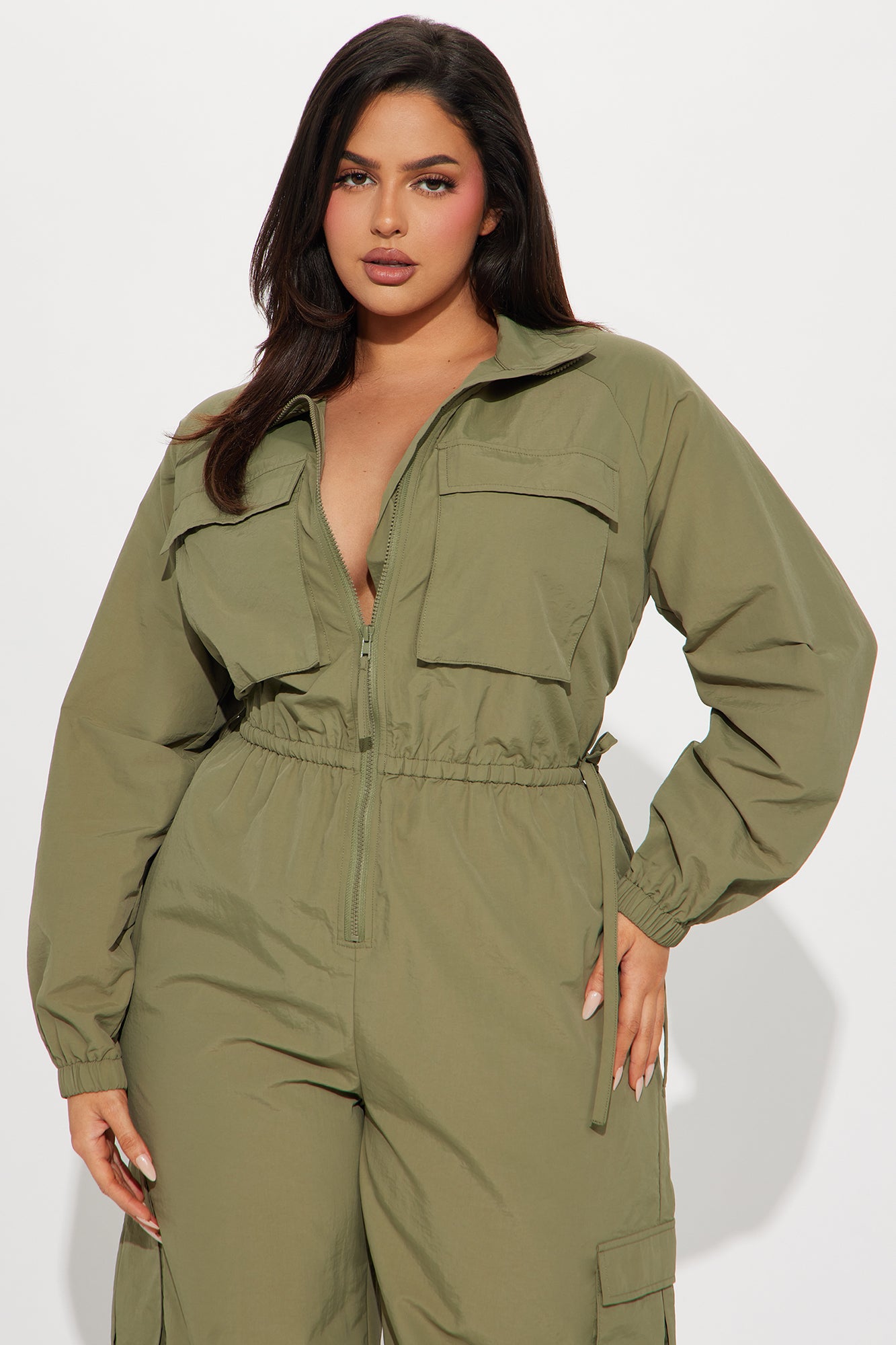 Don't Mention It Windbreaker Jumpsuit  - Olive - Image 5