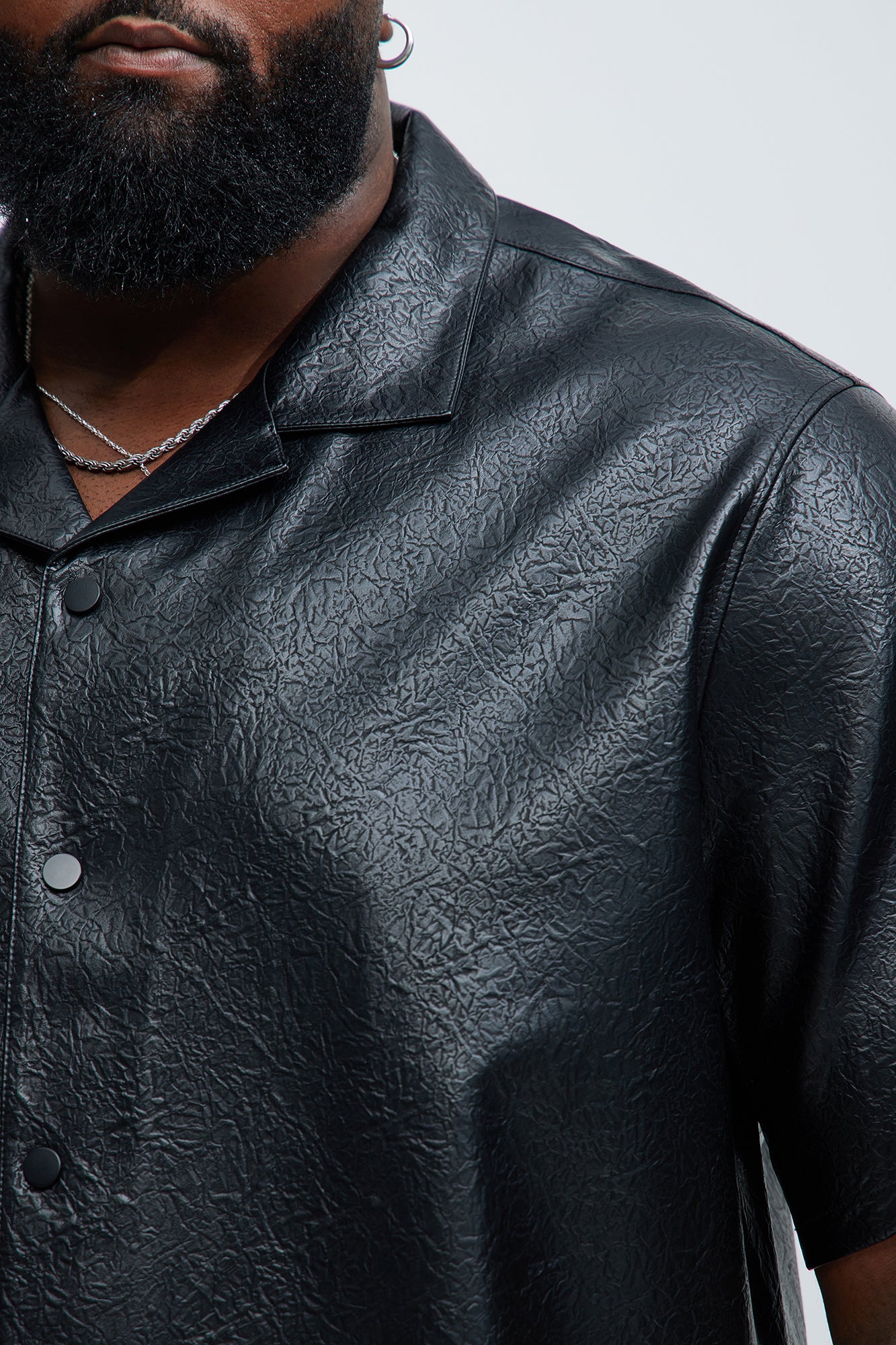 Riker Faux Leather Shirt - Black - Image 6