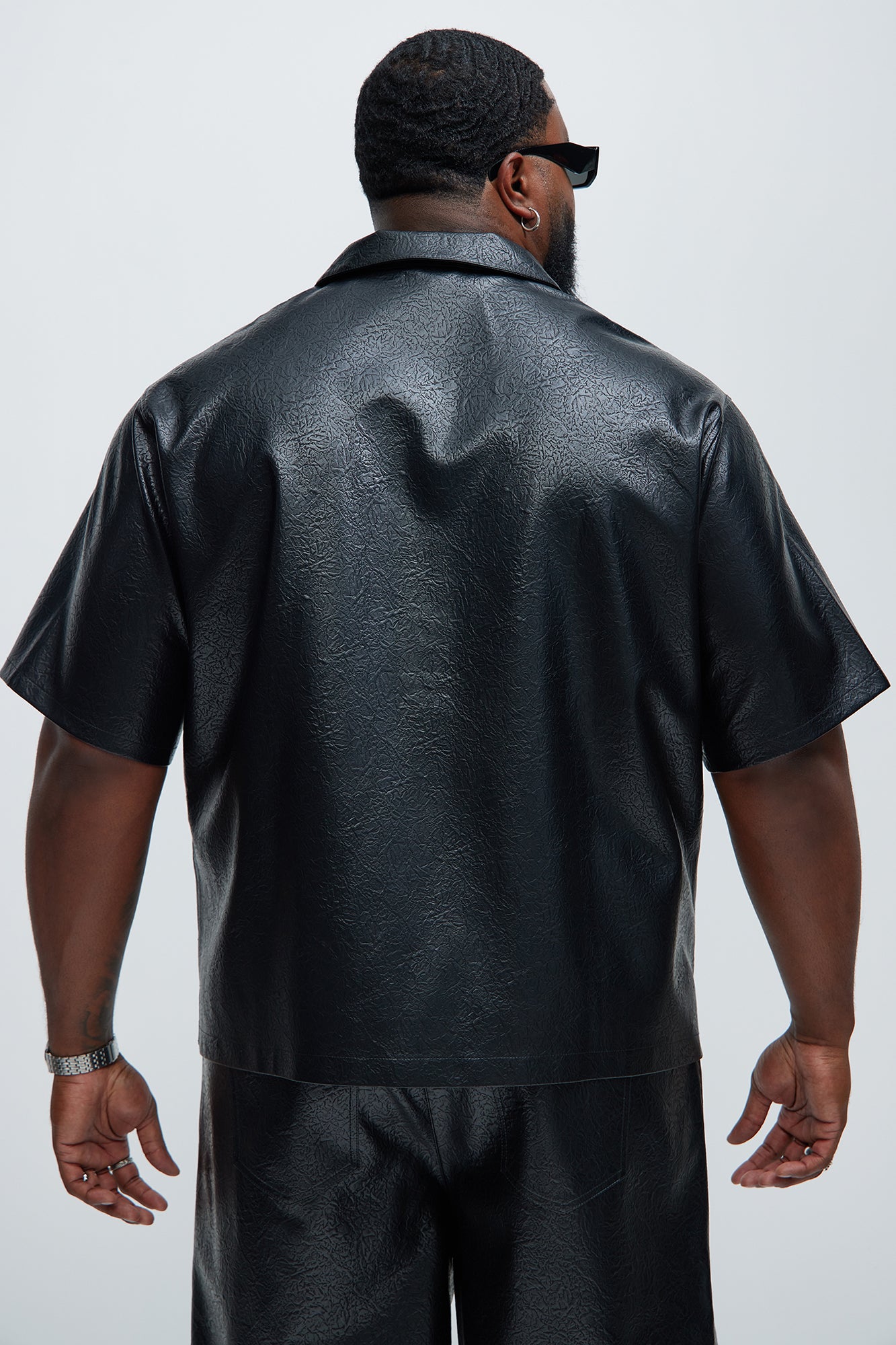 Riker Faux Leather Shirt - Black - Image 7