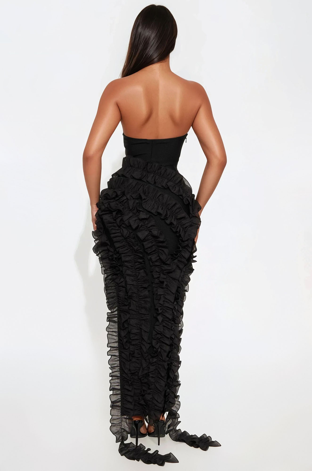 All Mine Ruffle Bandage Maxi Dress - Black - Image 3