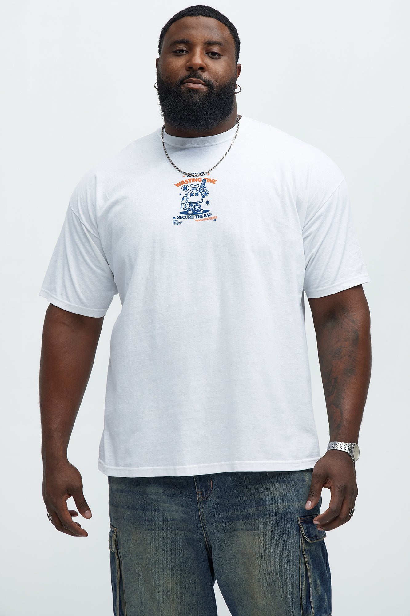 Stop Wasting Time Roll Short Sleeve Tee - White - Image 6
