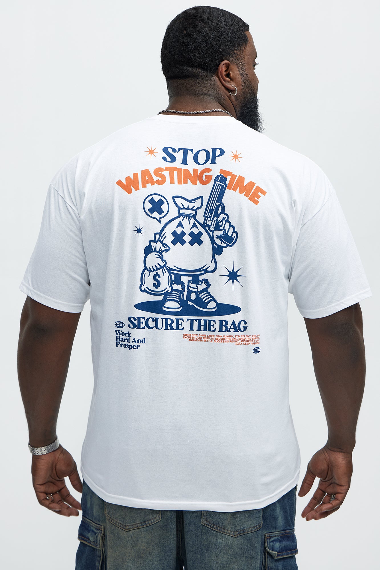 Stop Wasting Time Roll Short Sleeve Tee - White - Image 5
