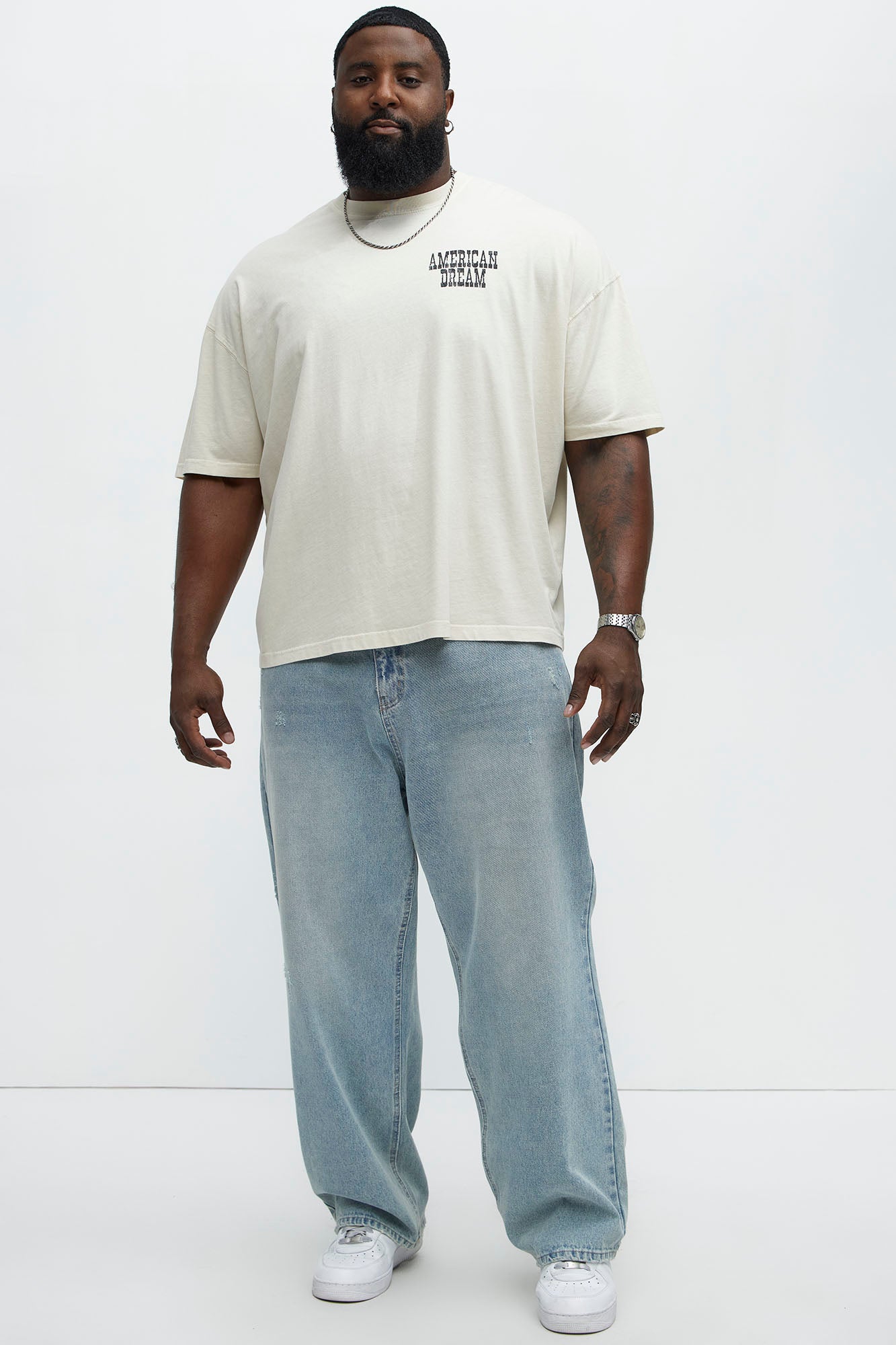 American Dream Oversized Short Sleeve Tee - Cream - Image 7