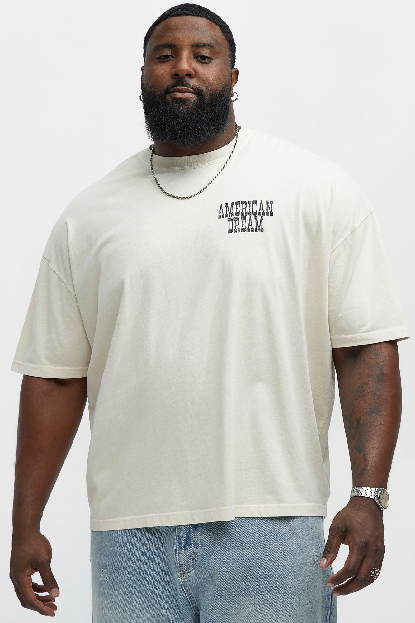 American Dream Oversized Short Sleeve Tee - Cream - Image 6