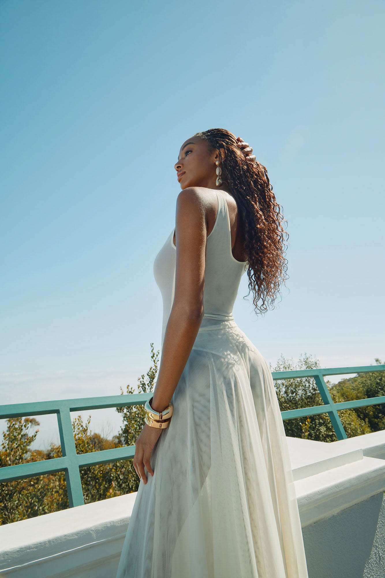 Bungalow Sheer Mesh Maxi Dress - Cream - Image 4