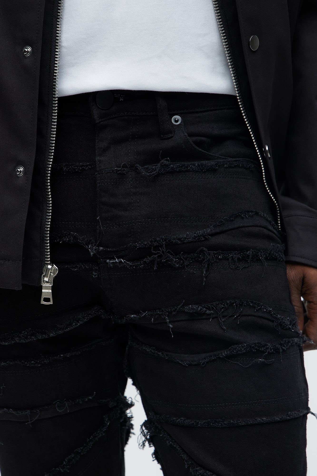 In All Ways Fray Stacked Skinny Flare Jeans - Black - Image 3