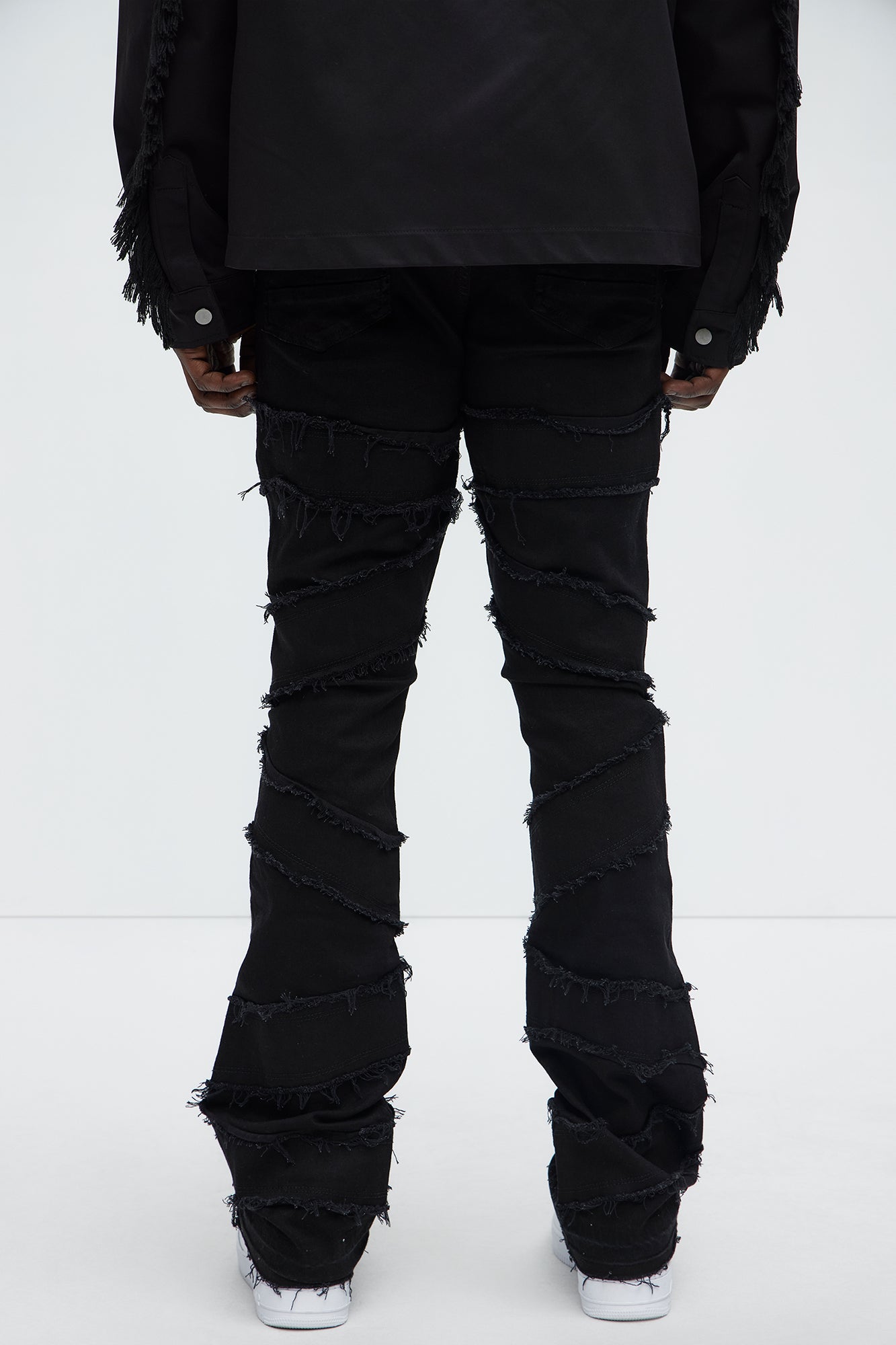 In All Ways Fray Stacked Skinny Flare Jeans - Black - Image 4