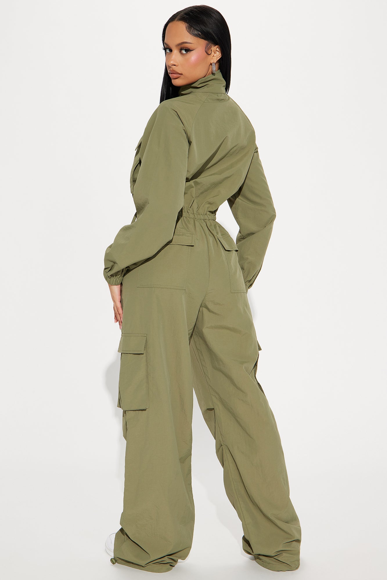 Don't Mention It Windbreaker Jumpsuit  - Olive - Image 3