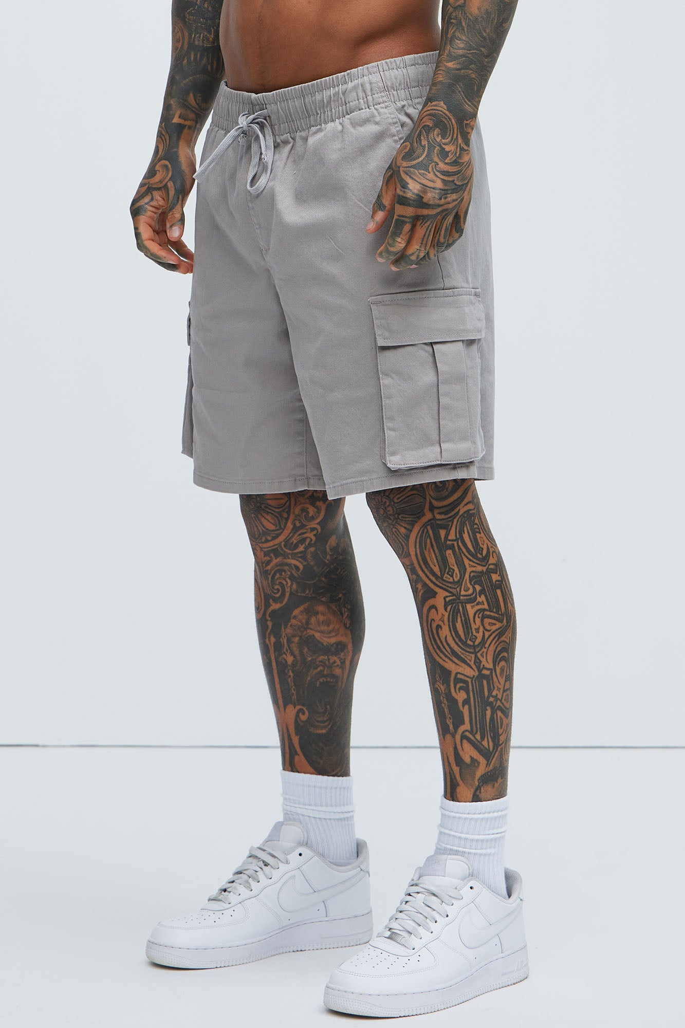 Twill Volley Cargo Shorts - Grey - Image 3