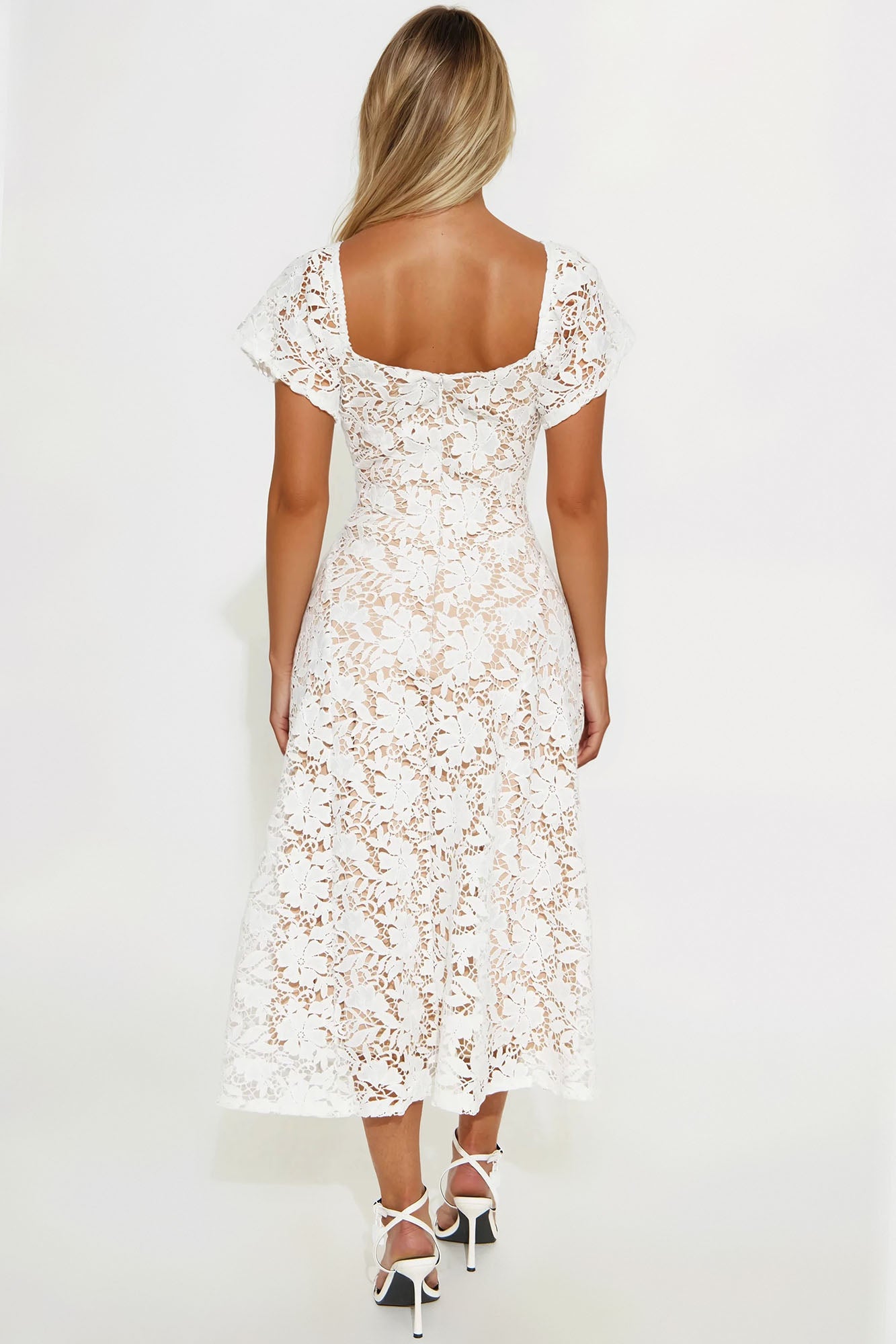 Afternoon Fling Lace Midi Dress - White - Image 3