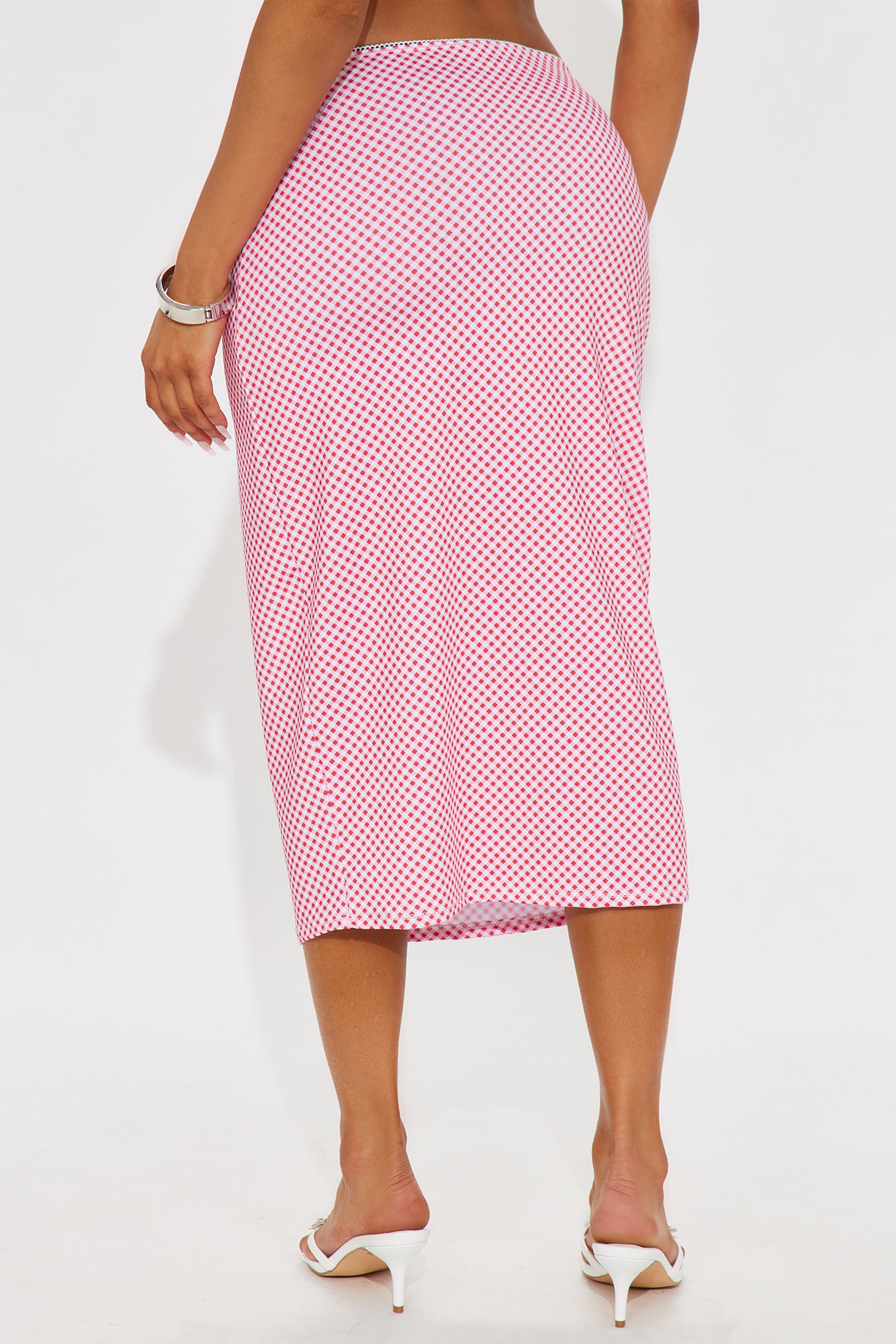 Cherie Gingham Midi Skirt - Red - Image 3