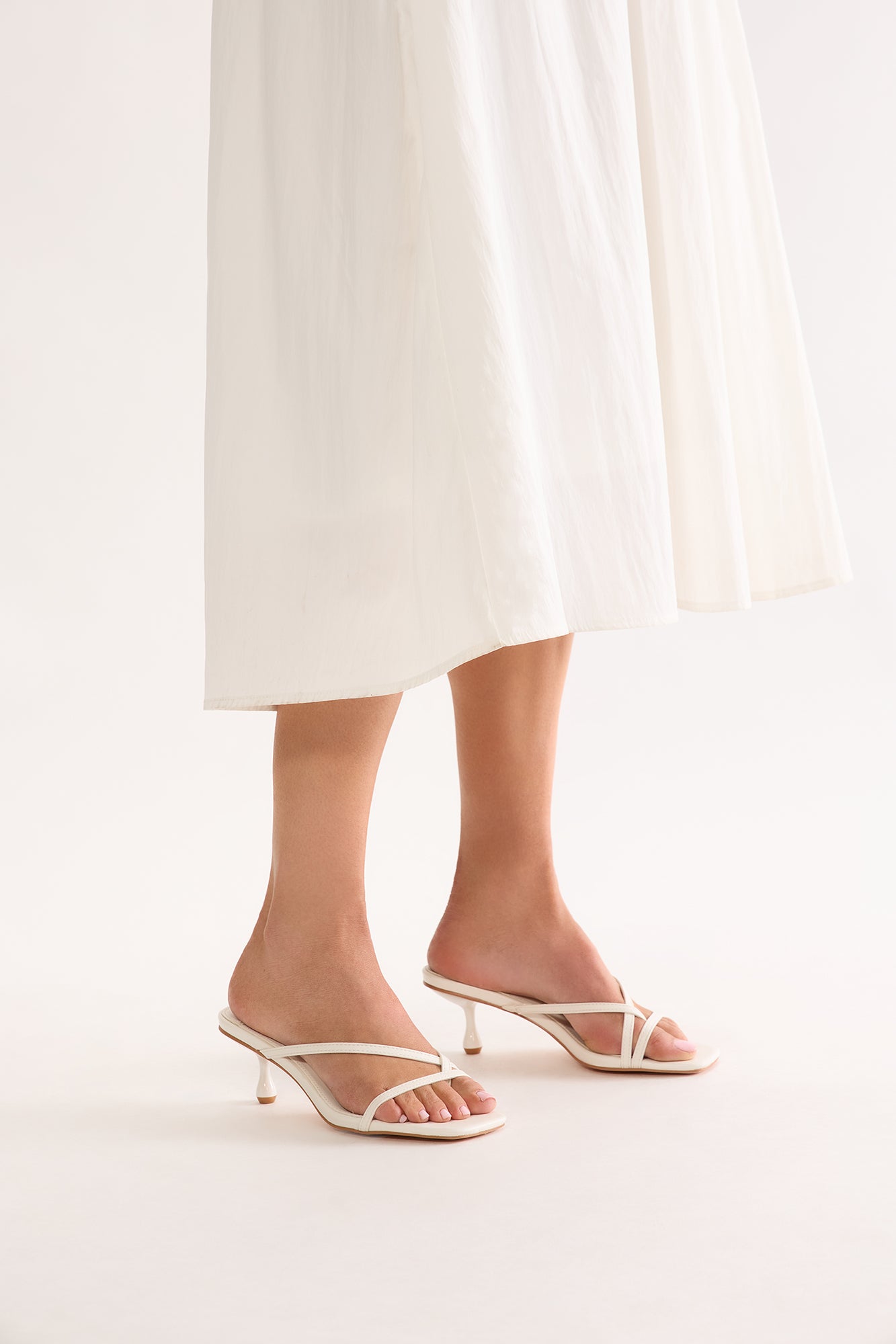Bambi Sqaure Toe Mules - White - Image 4