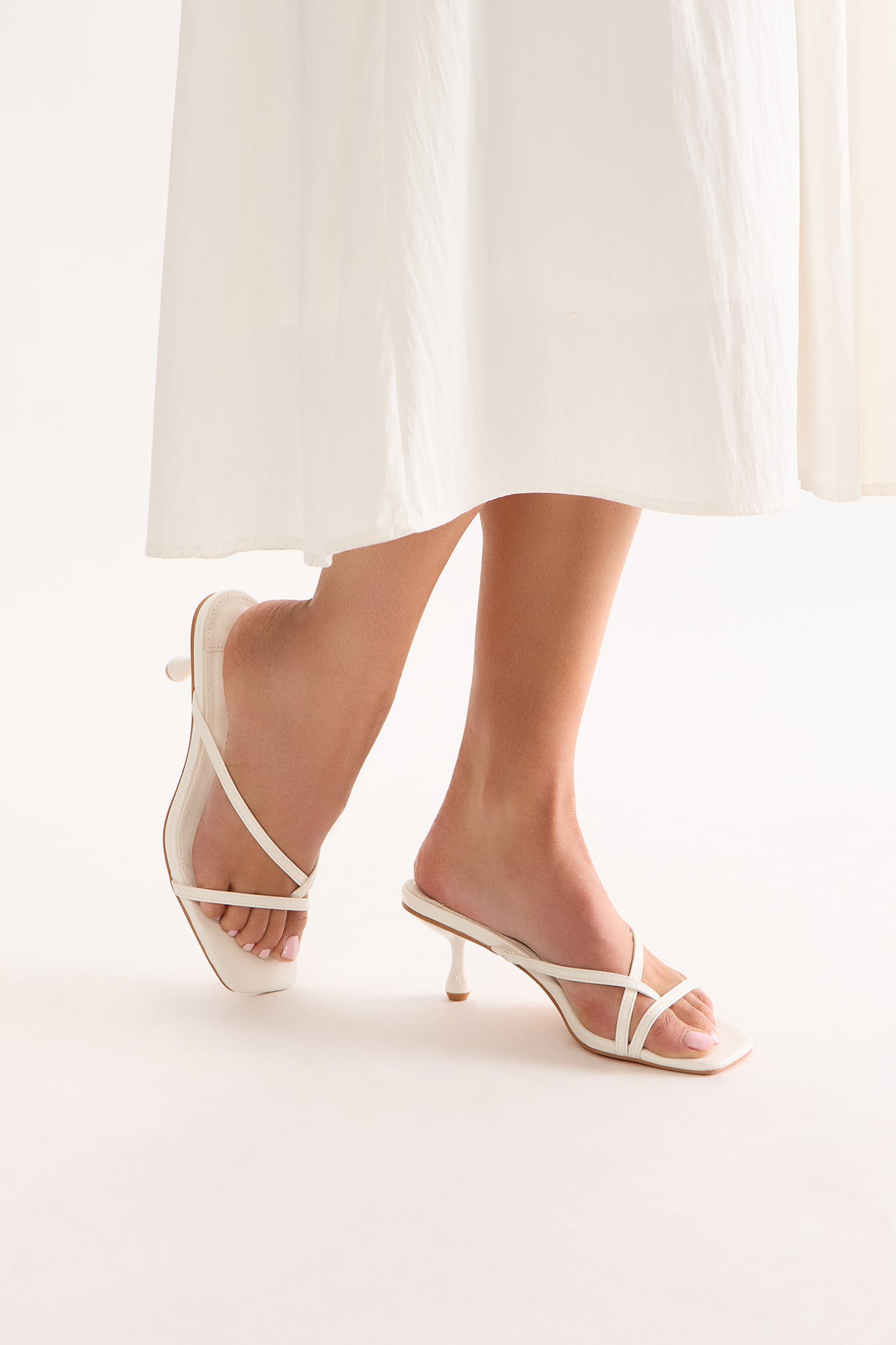 Bambi Sqaure Toe Mules - White - Image 3