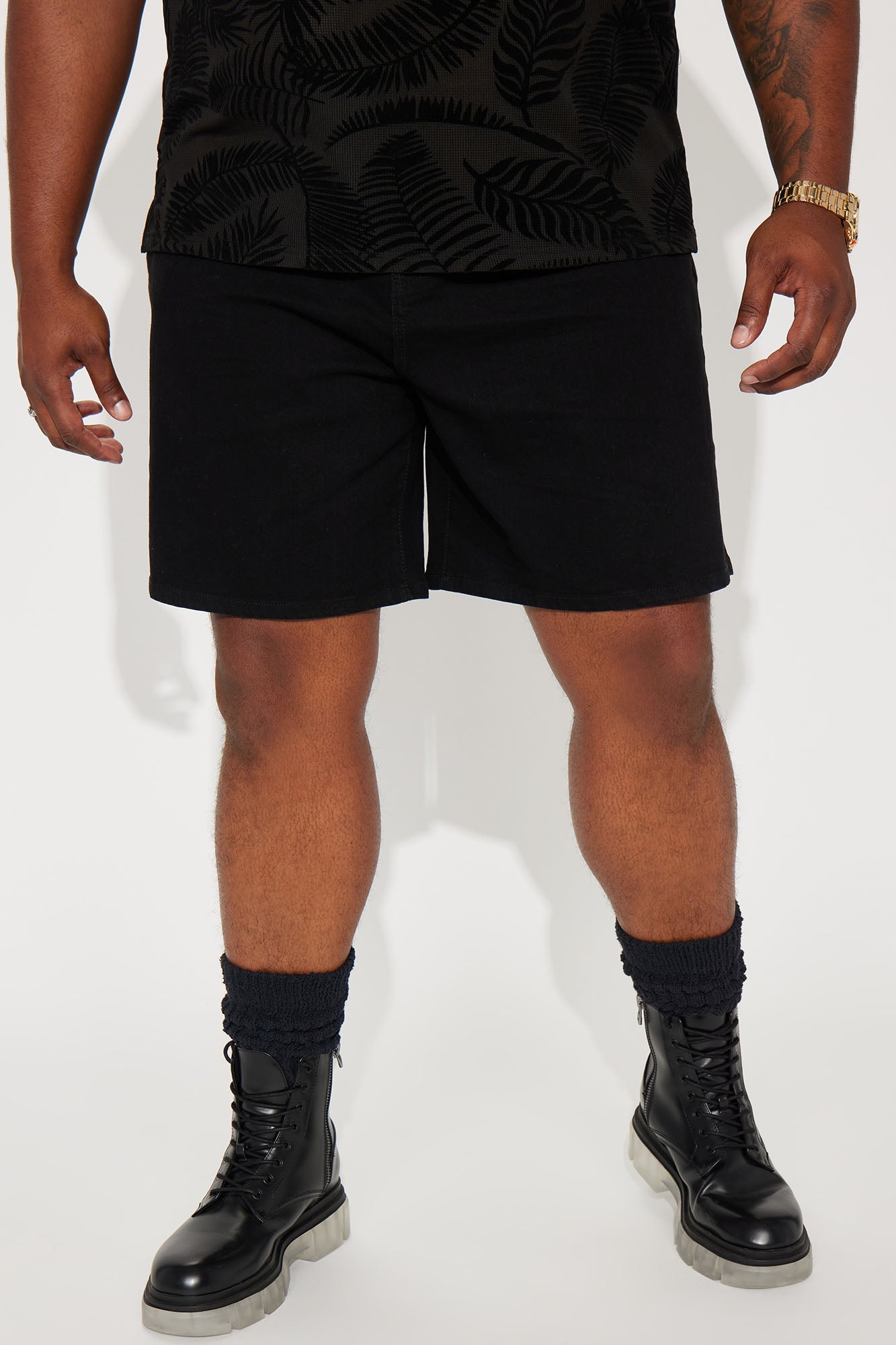 Mike Relaxed Denim Shorts - Black - Image 9