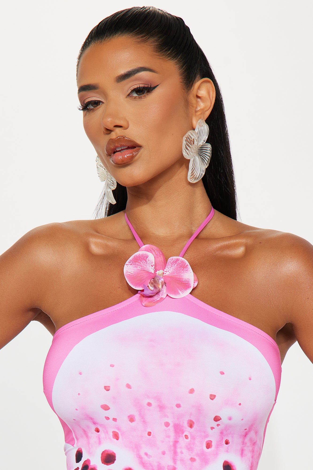 Tropic Beauty Floral Mini Dress - Hot Pink - Image 3
