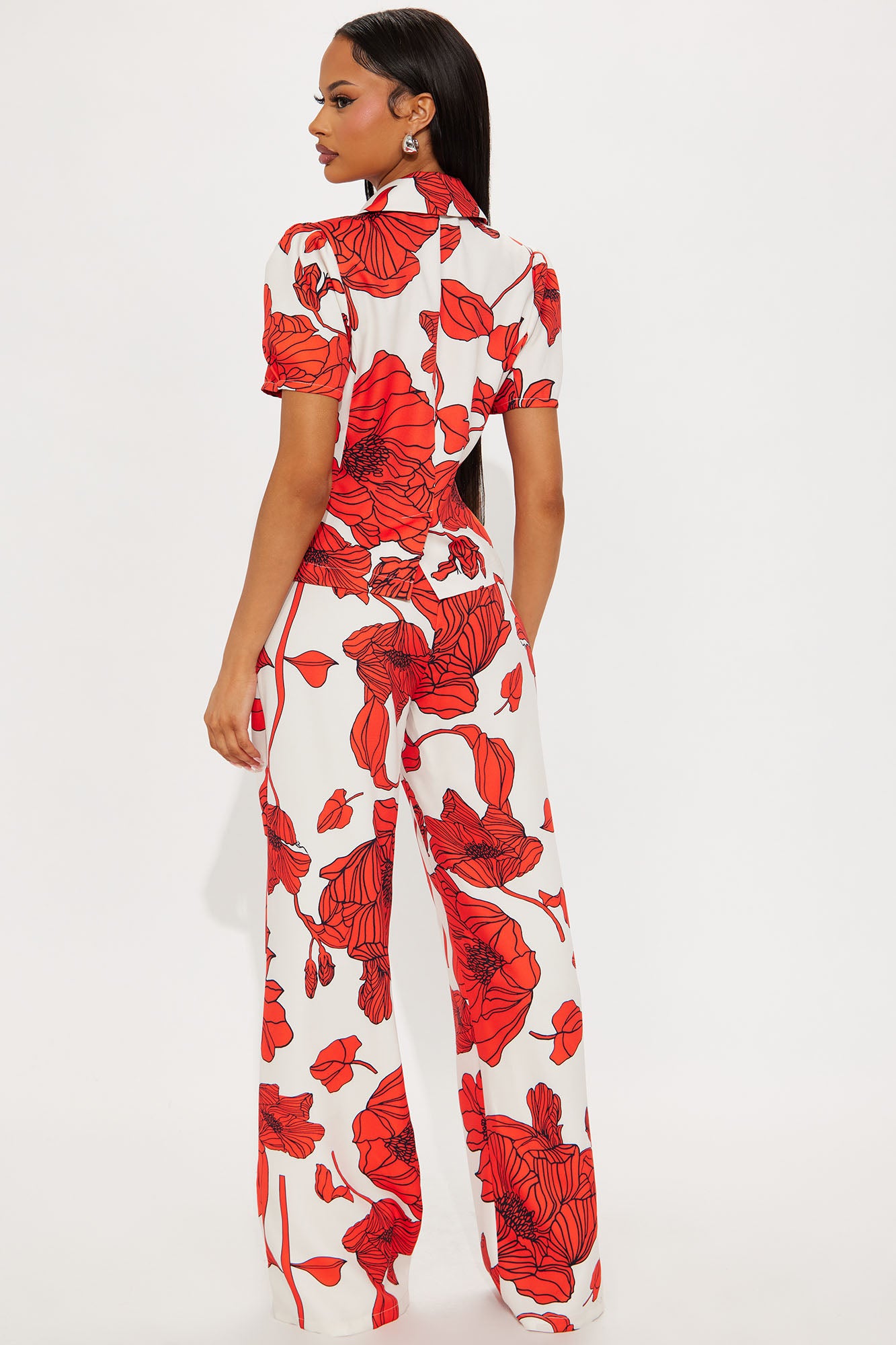 Sassy Sophisticated Blazer Pant Set - Red/combo - Image 3