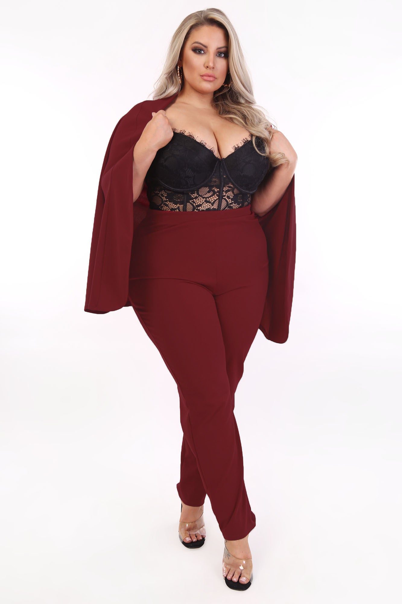 Payin' It Forward Blazer Set - Burgundy - Image 9