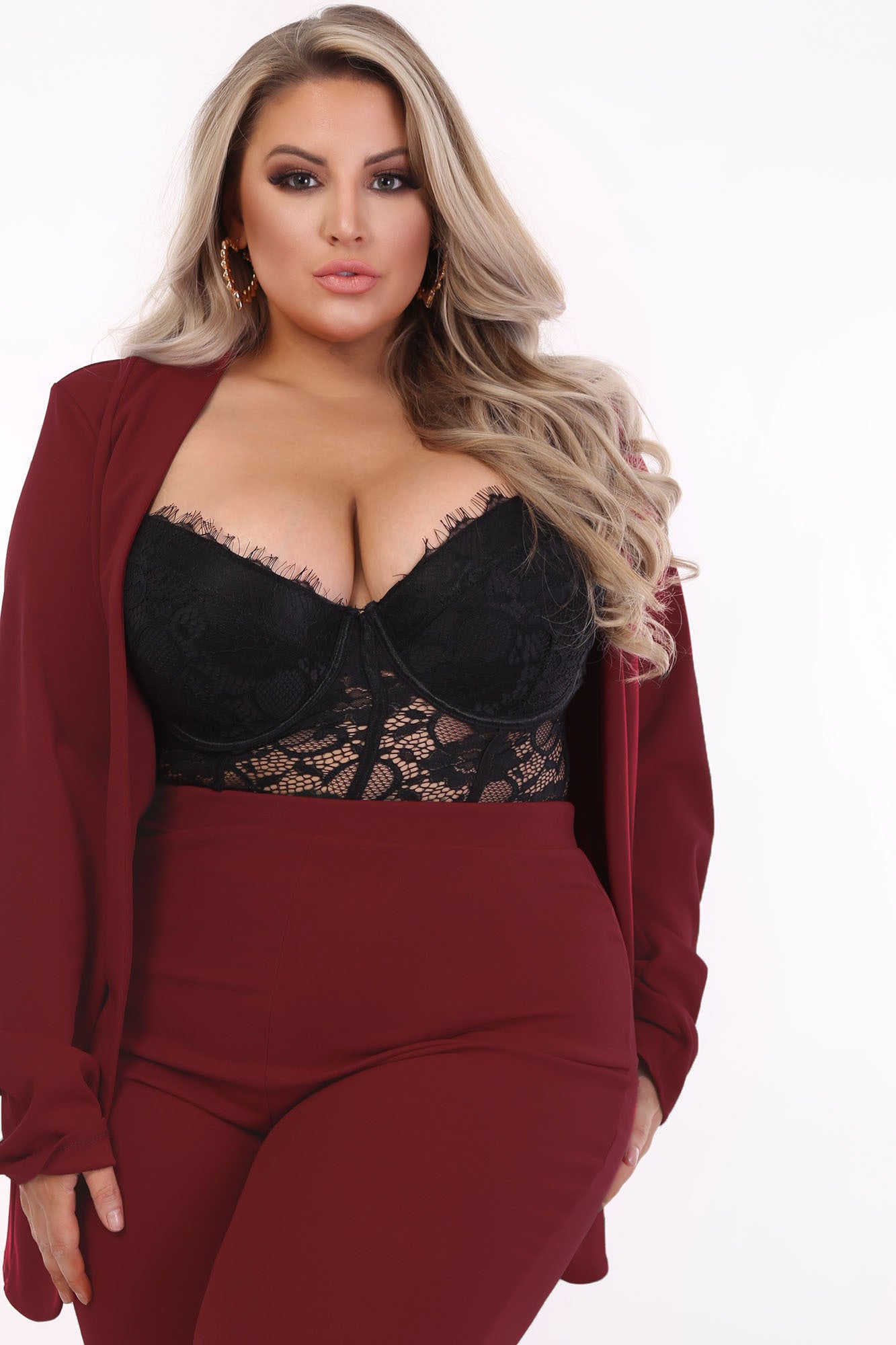 Payin' It Forward Blazer Set - Burgundy - Image 10