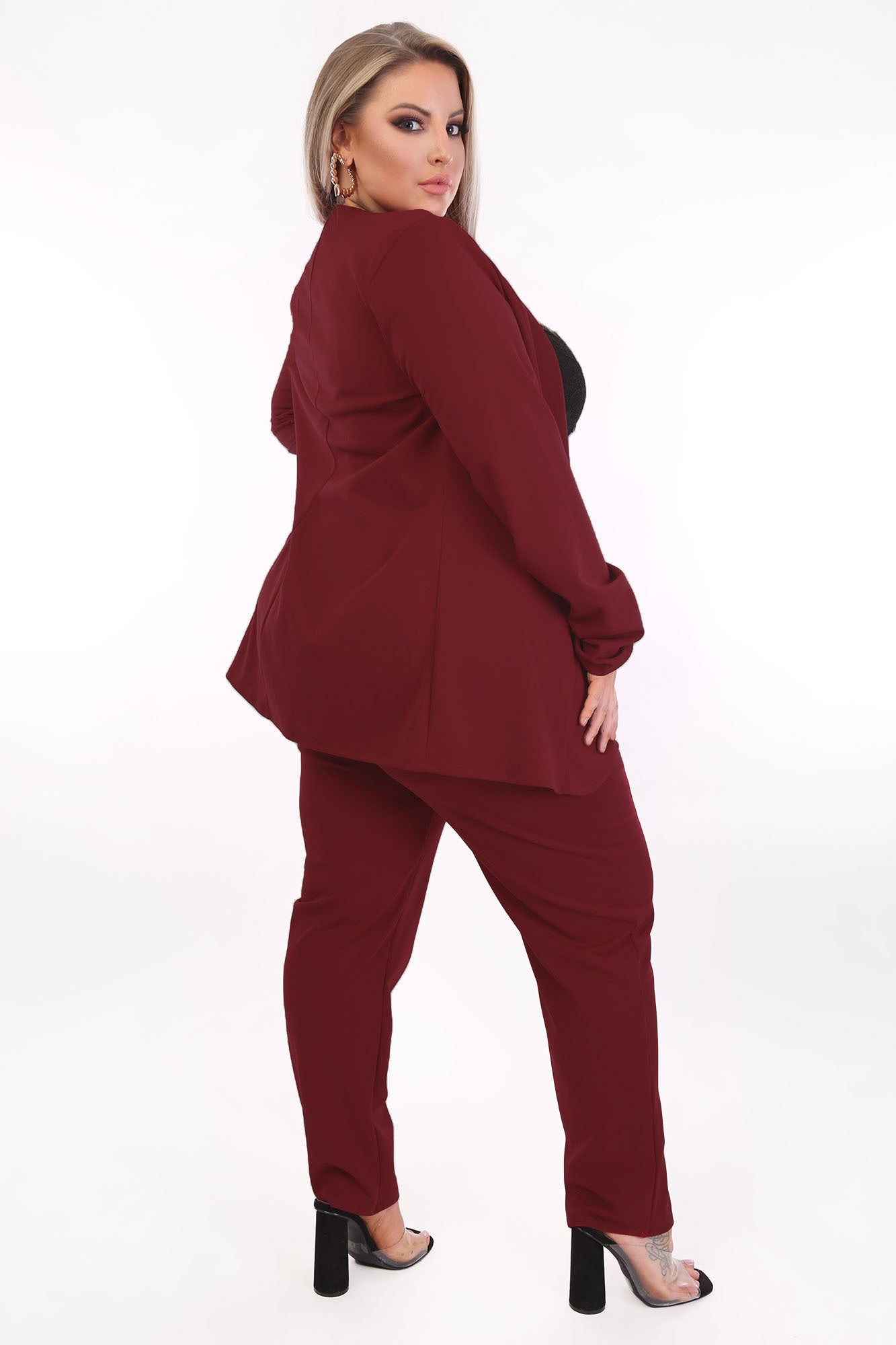 Payin' It Forward Blazer Set - Burgundy - Image 11