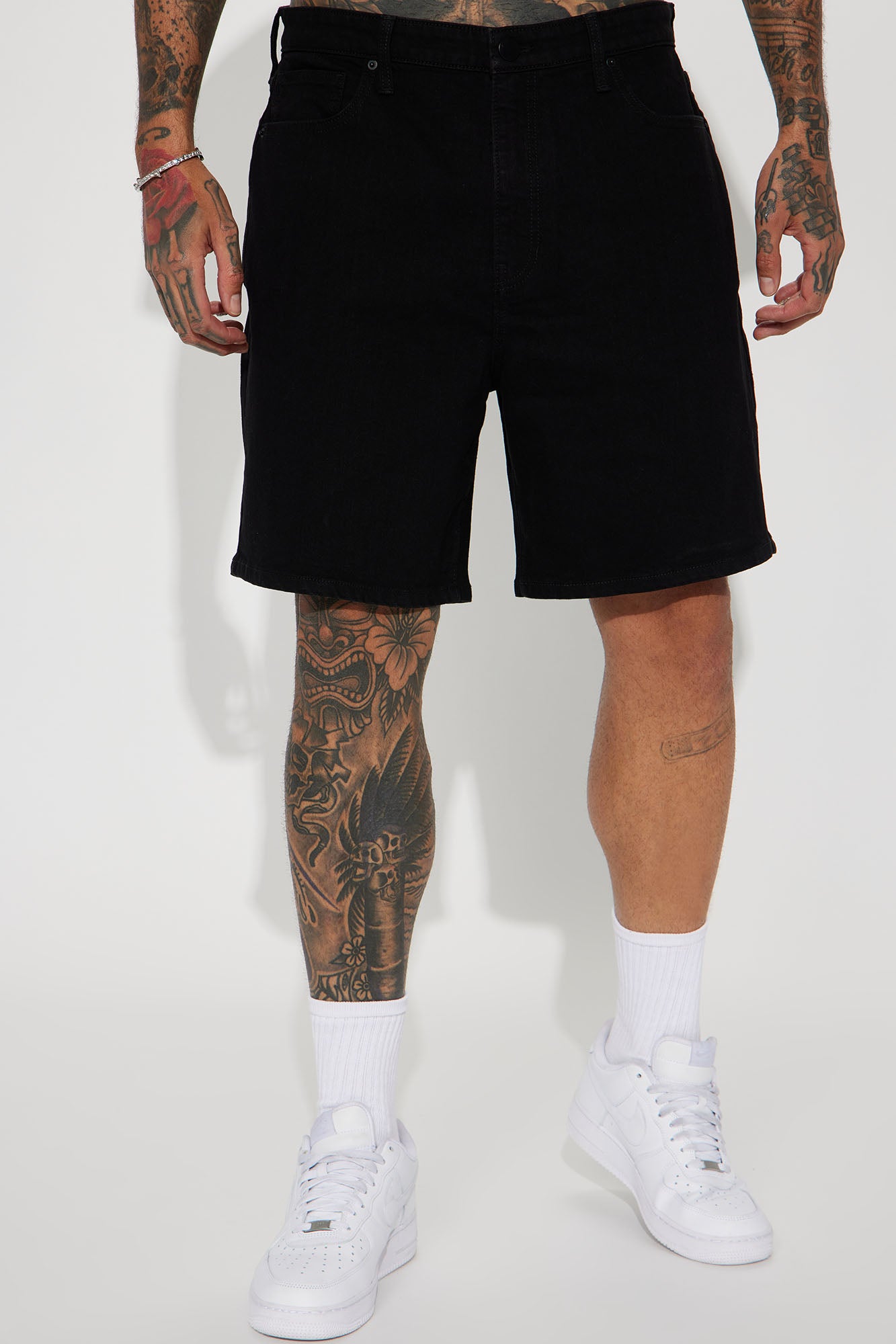 Mike Relaxed Denim Shorts - Black - Image 3
