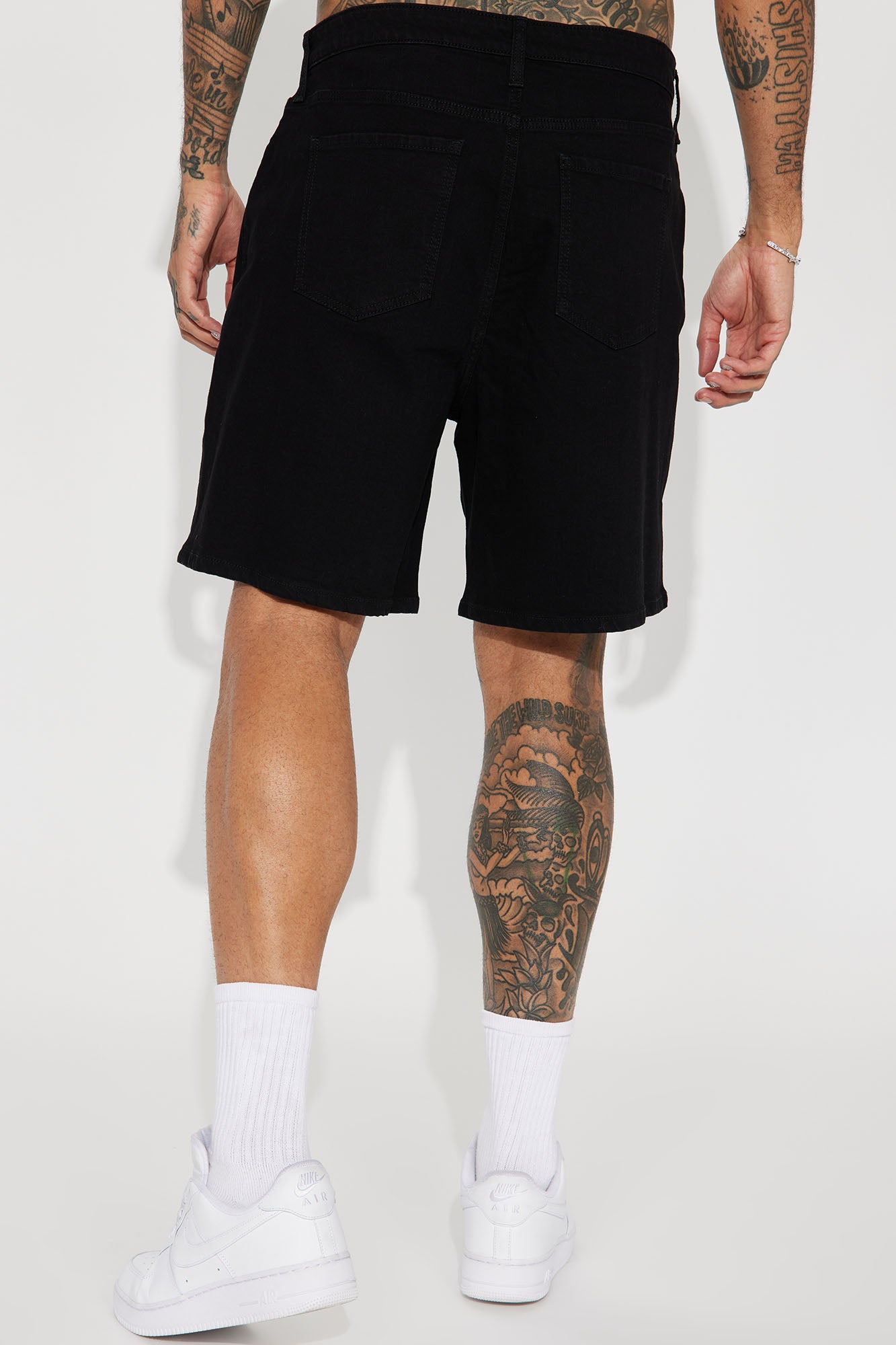 Mike Relaxed Denim Shorts - Black - Image 4