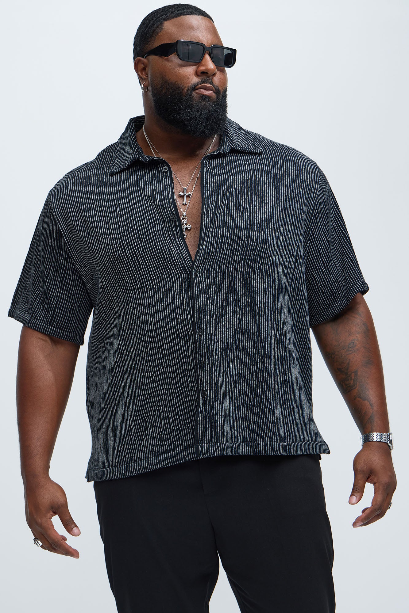 Neil Textured Shirt - Black/White - Image 4