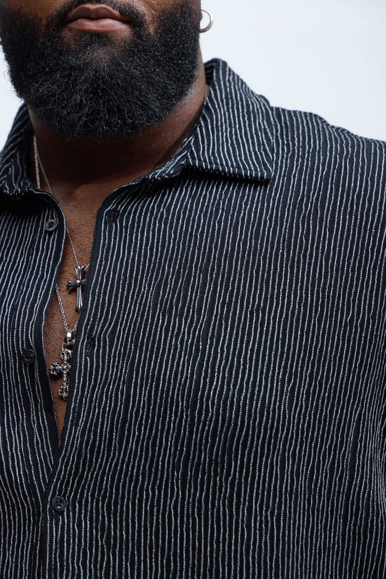Neil Textured Shirt - Black/White - Image 7