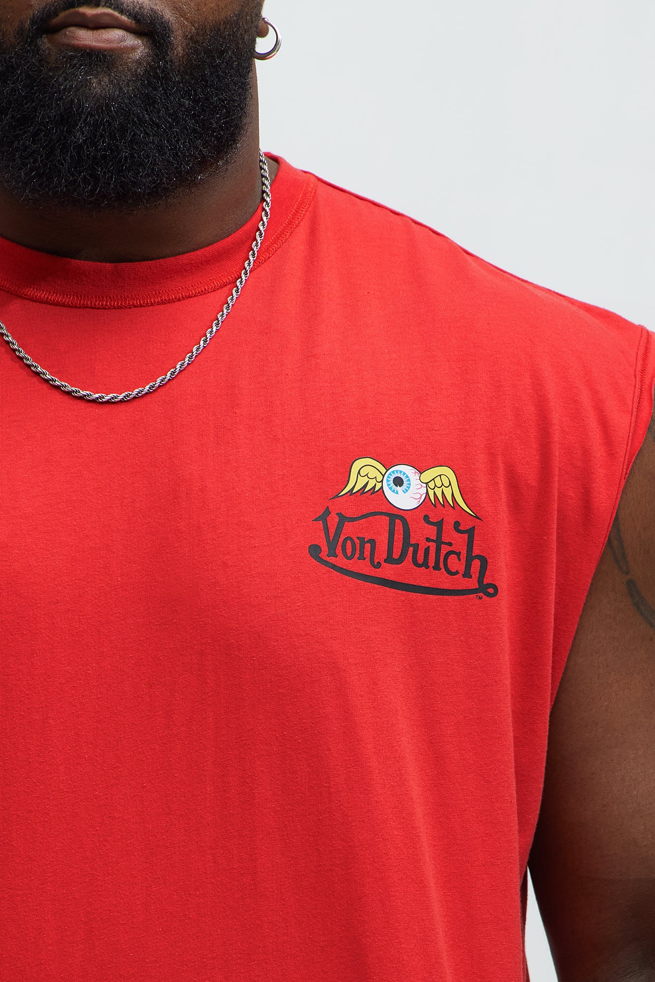 Von Dutch Winged Eyed Logo Muscle Tee - Red - Image 7