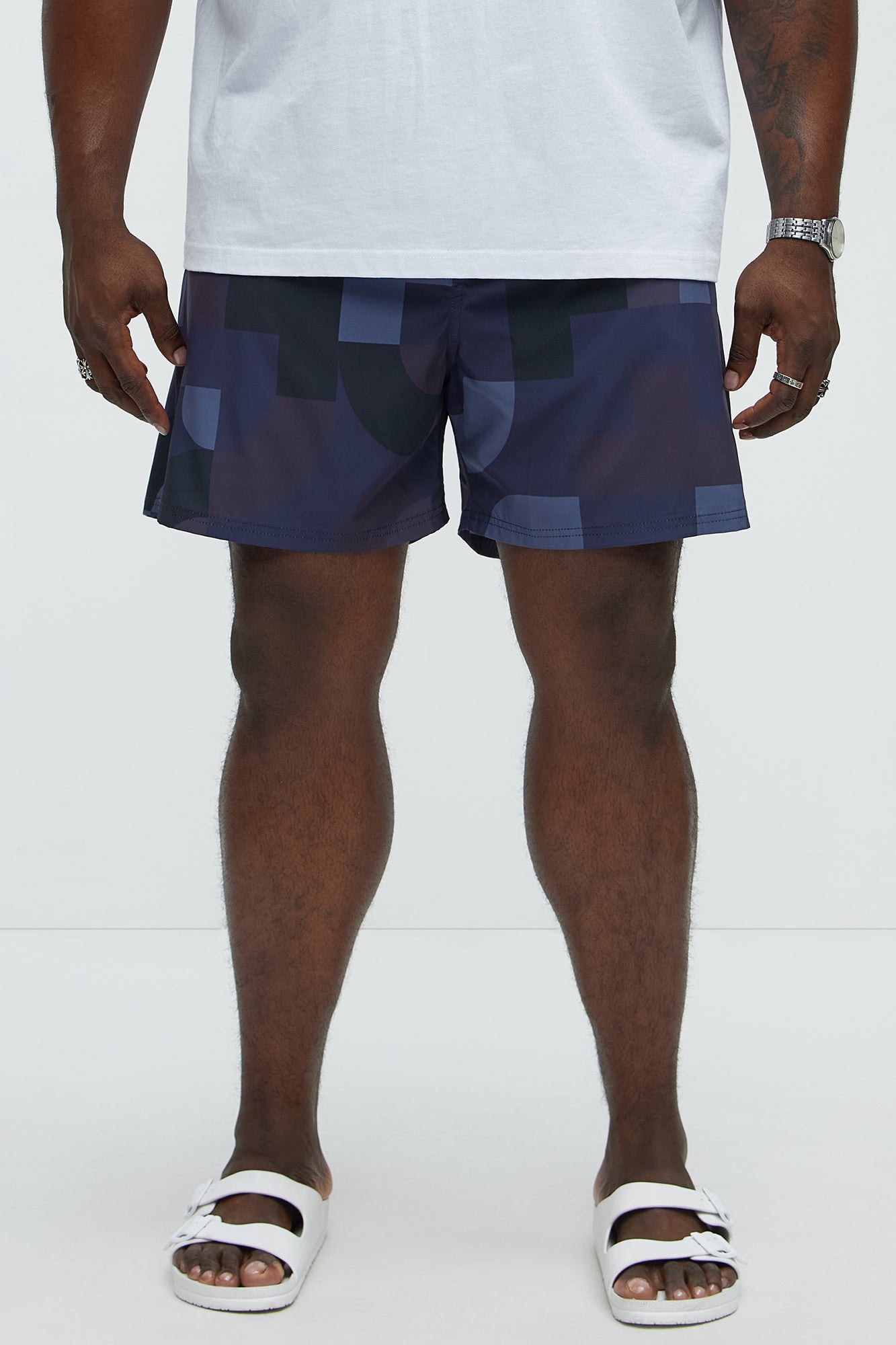 Night Out Geometric Swim Classic Trunk - Navy/combo - Image 5