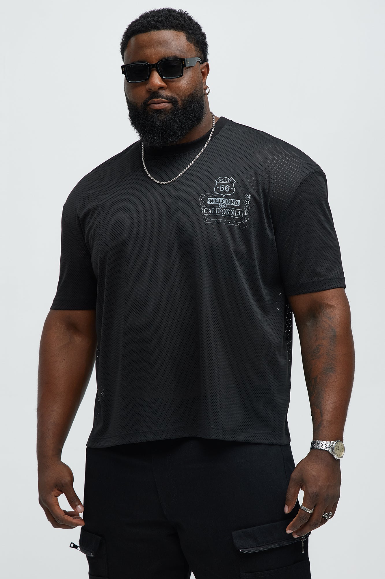 California Motel Relaxed Mesh Tee - Black - Image 6
