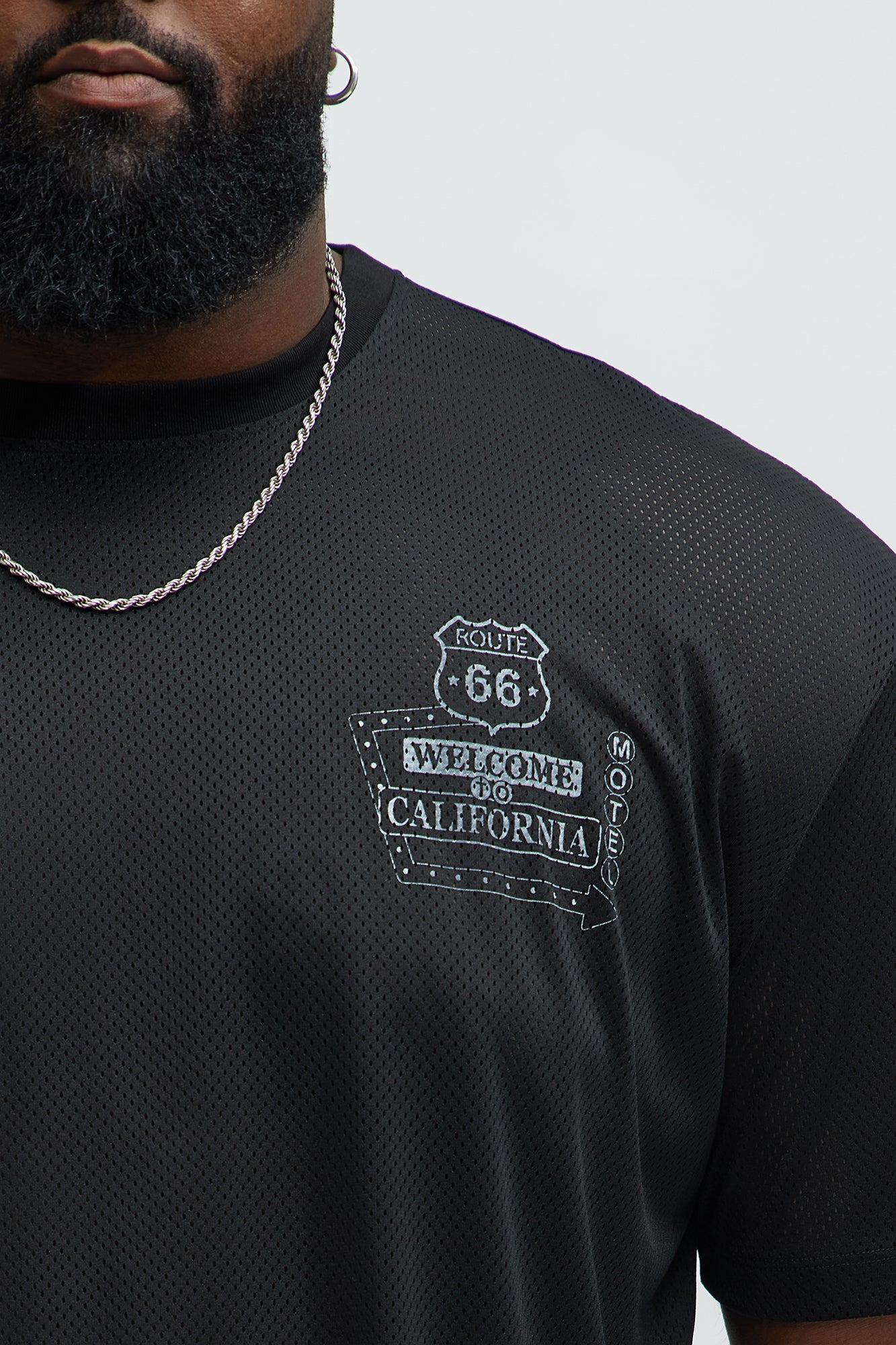 California Motel Relaxed Mesh Tee - Black - Image 7