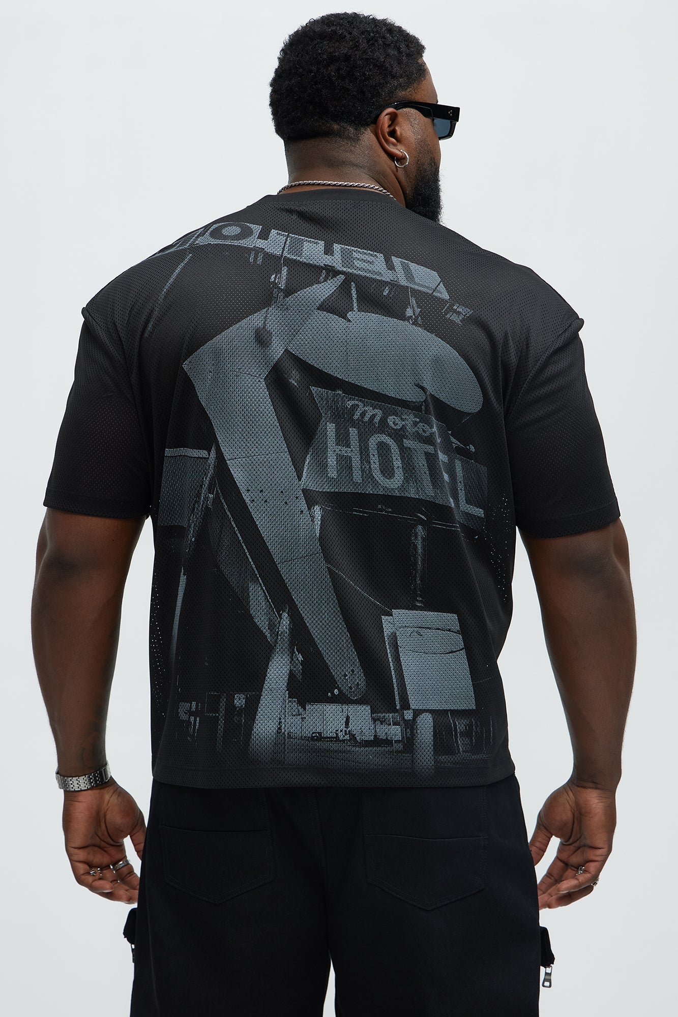 California Motel Relaxed Mesh Tee - Black - Image 5