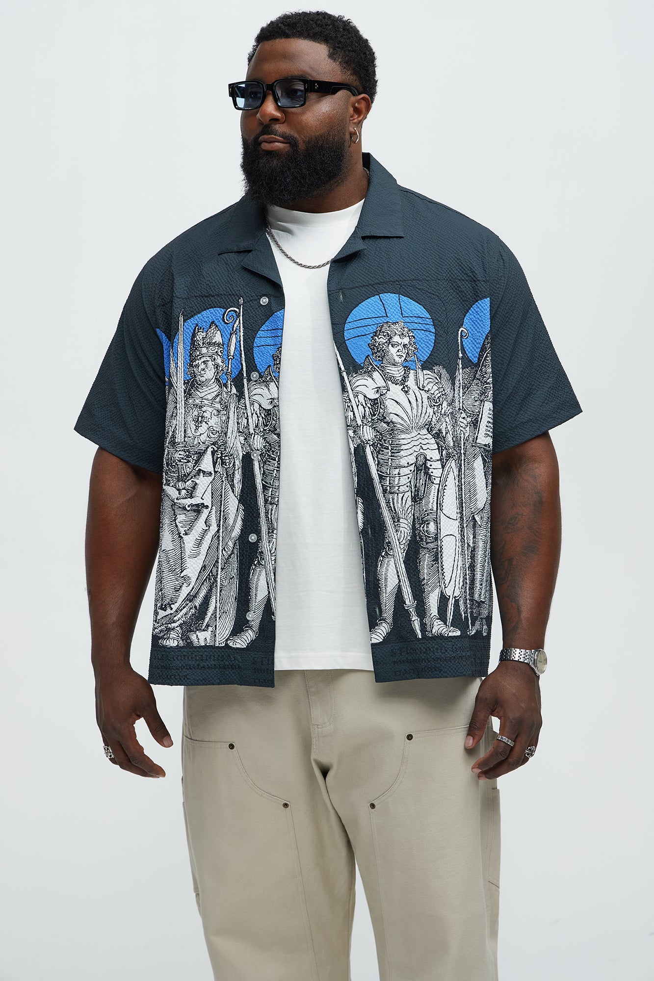 Knights And Saints Printed Cuban Shirt - Multi Color - Image 5