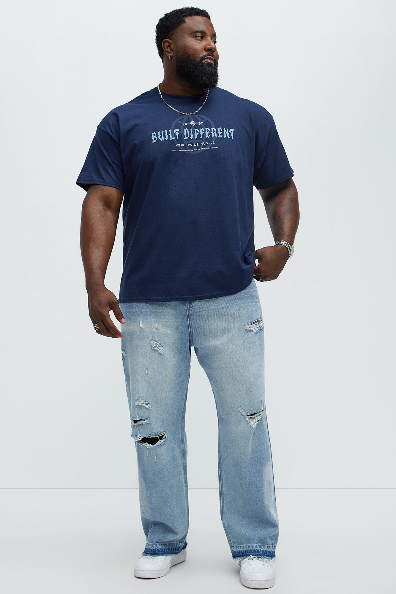 Built Different Worldwide Short Sleeve Tee - Navy - Image 5