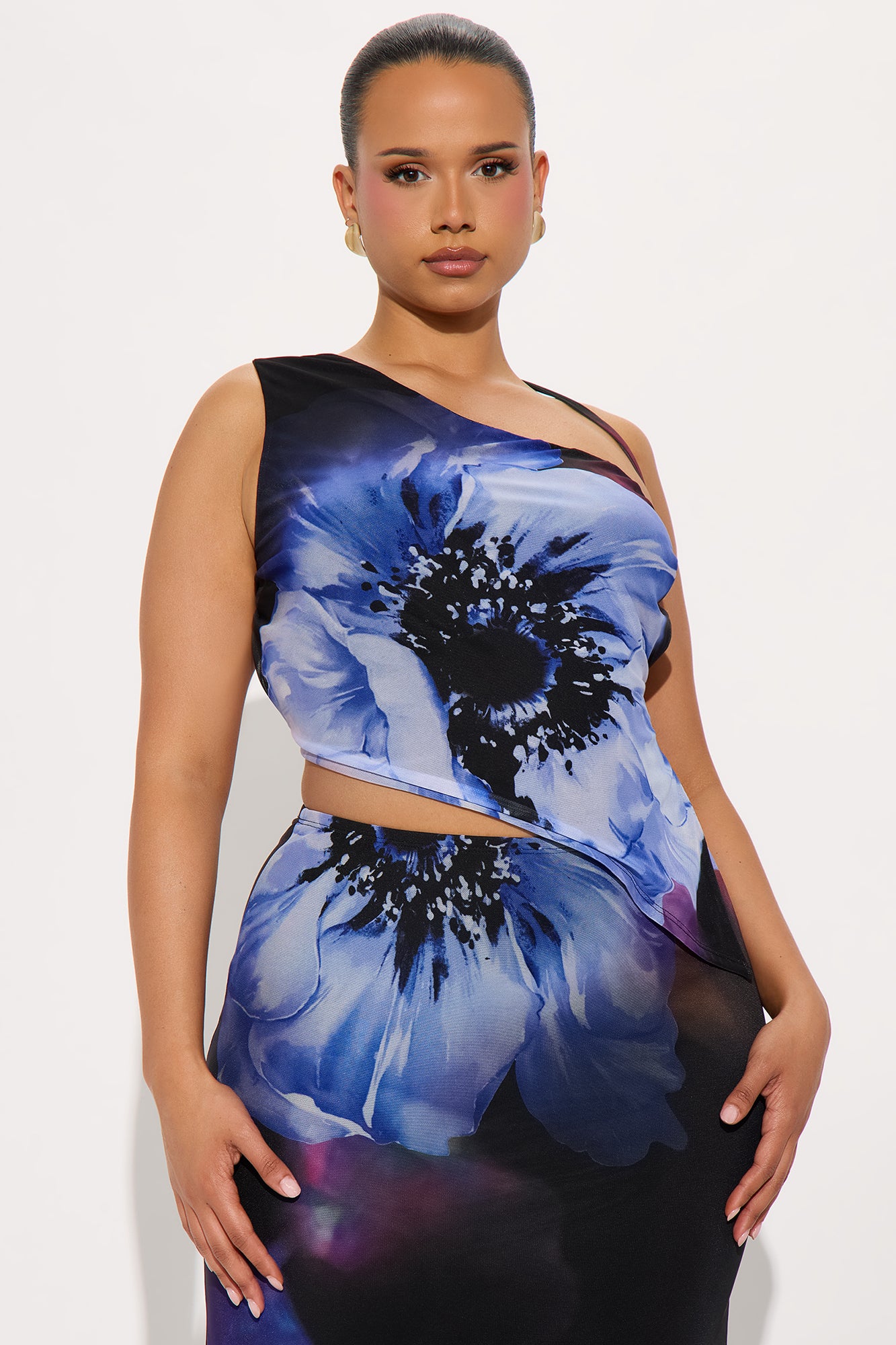 Tropical Getaway Floral Printed Maxi Skirt Set - Black/Purple - Image 5
