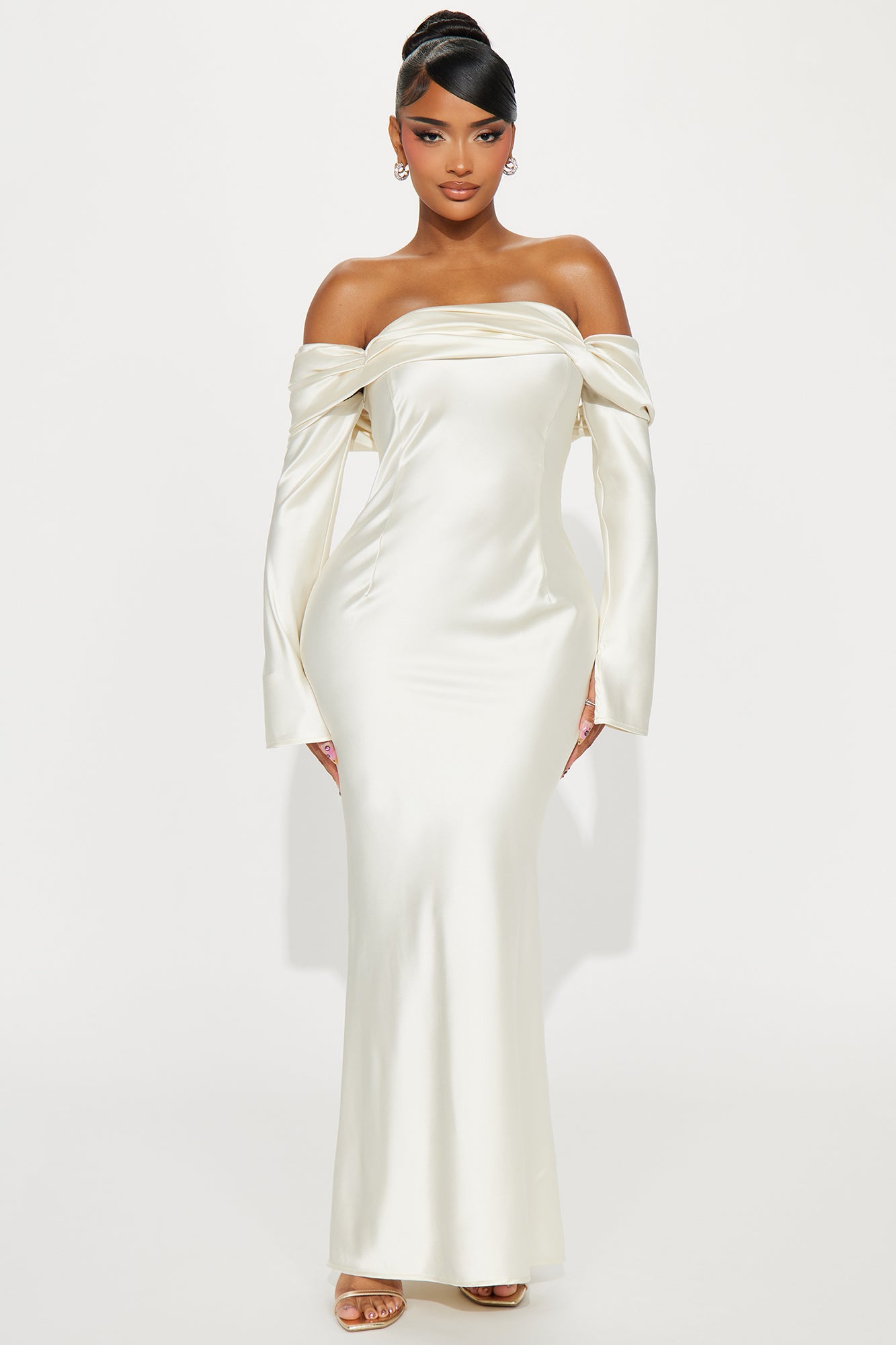 Amandine Satin Maxi Dress - Cream - Image 3