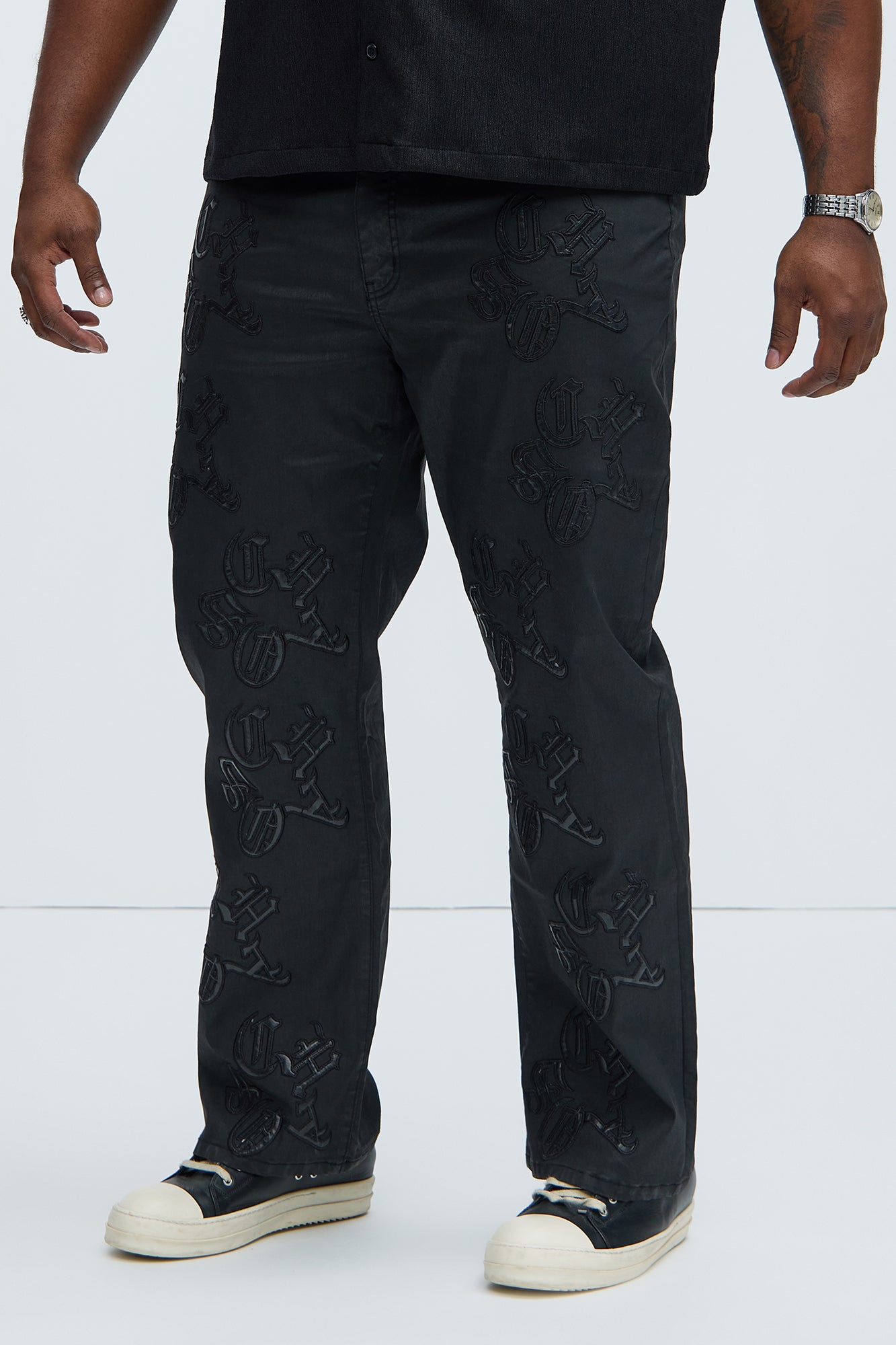 Chaos Embroidery Straight Jeans - Black - Image 6
