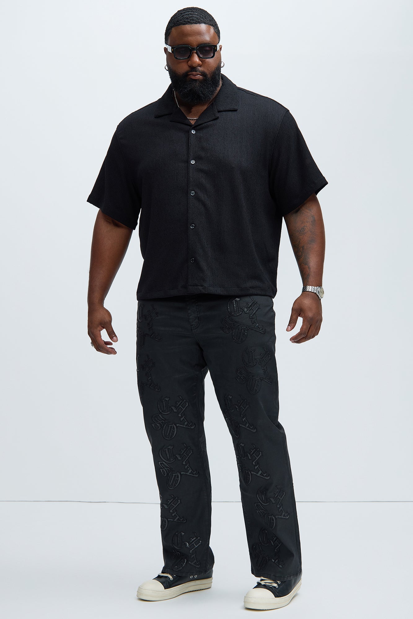 Chaos Embroidery Straight Jeans - Black - Image 7