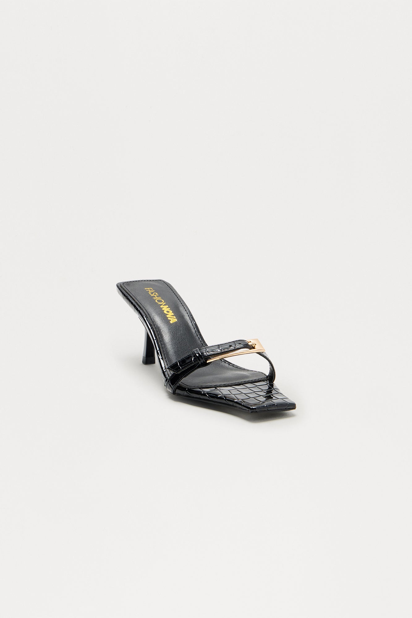 Baseline Faux Patent Croc Mules - Black - Image 3