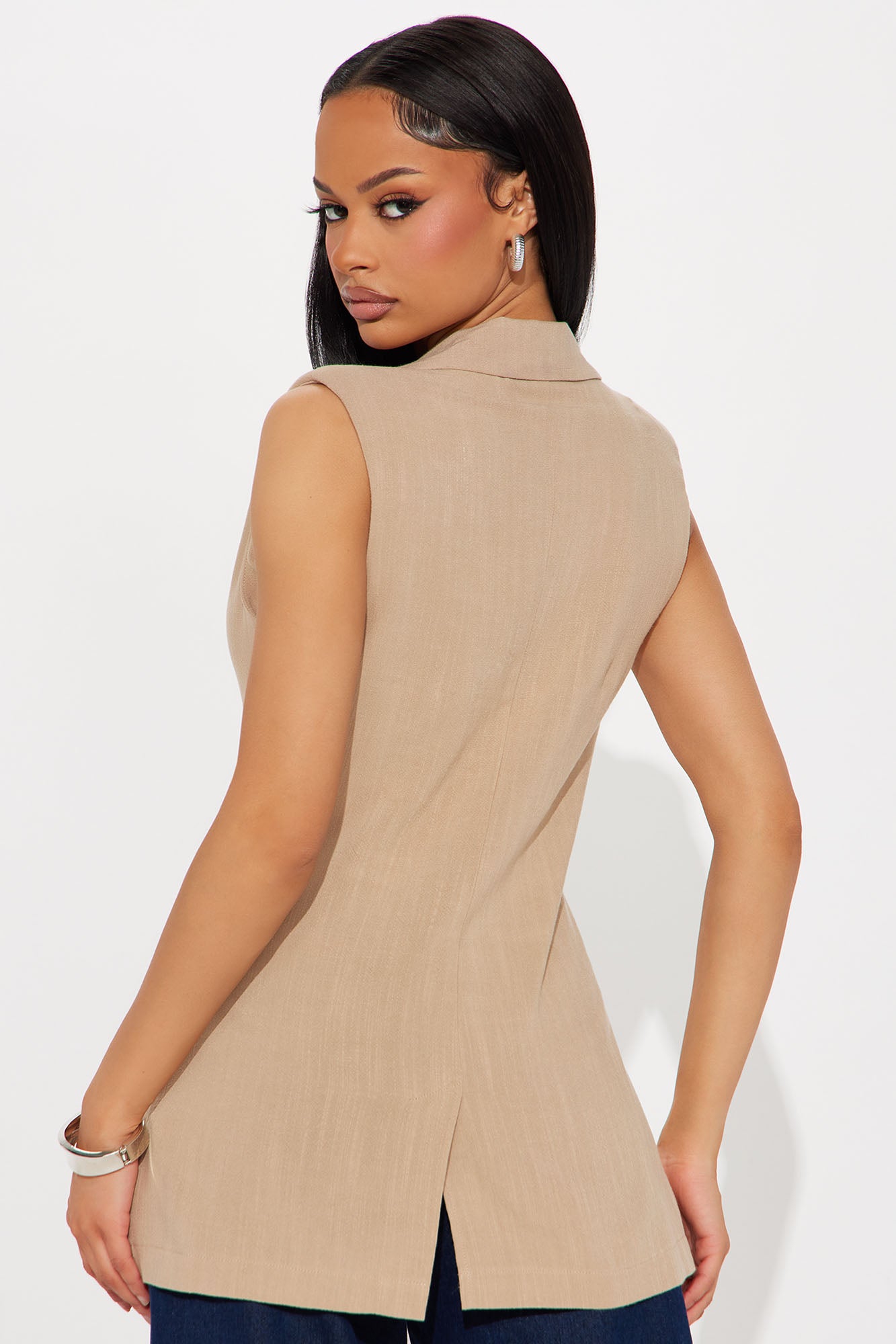 Azani Linen Vest - Taupe - Image 3