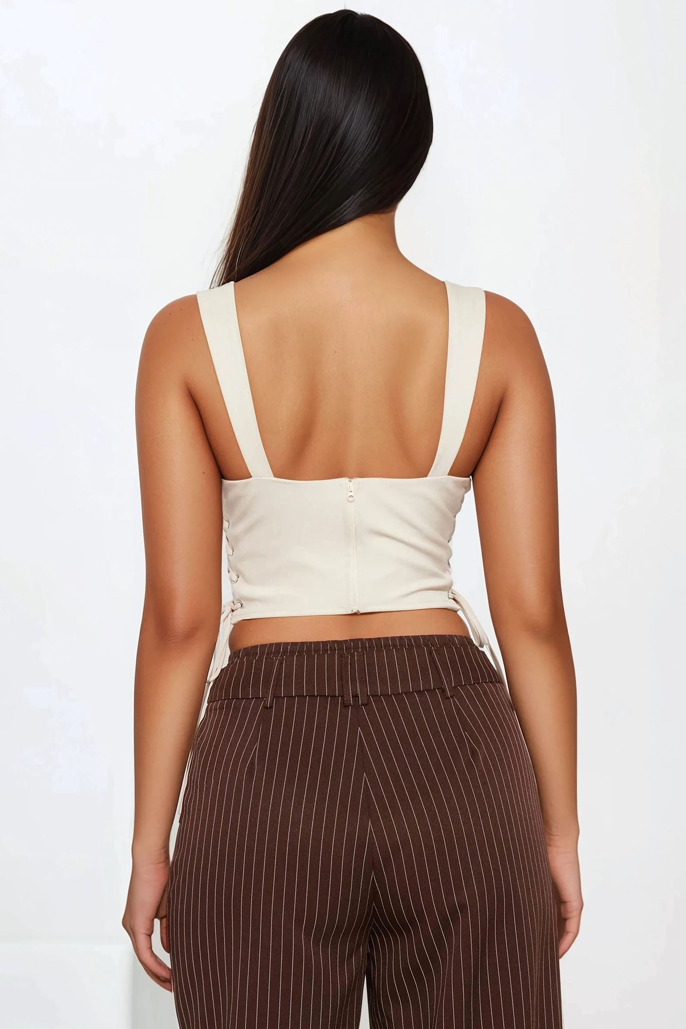 Less Is More Lace Up Corset Top - Beige - Image 3