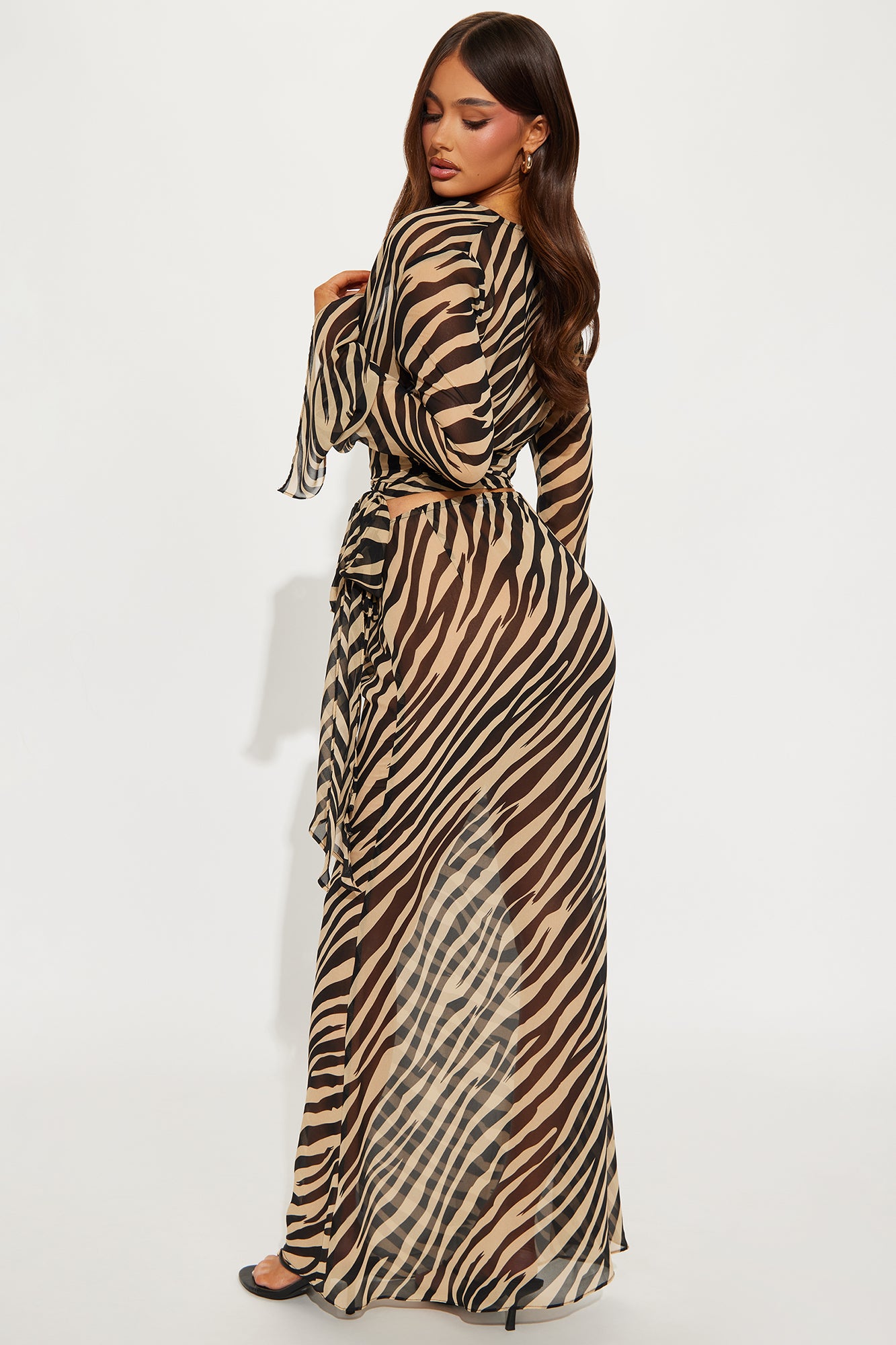 Zoe Zebra Print Sheer Maxi Skirt Set - Black/combo - Image 3
