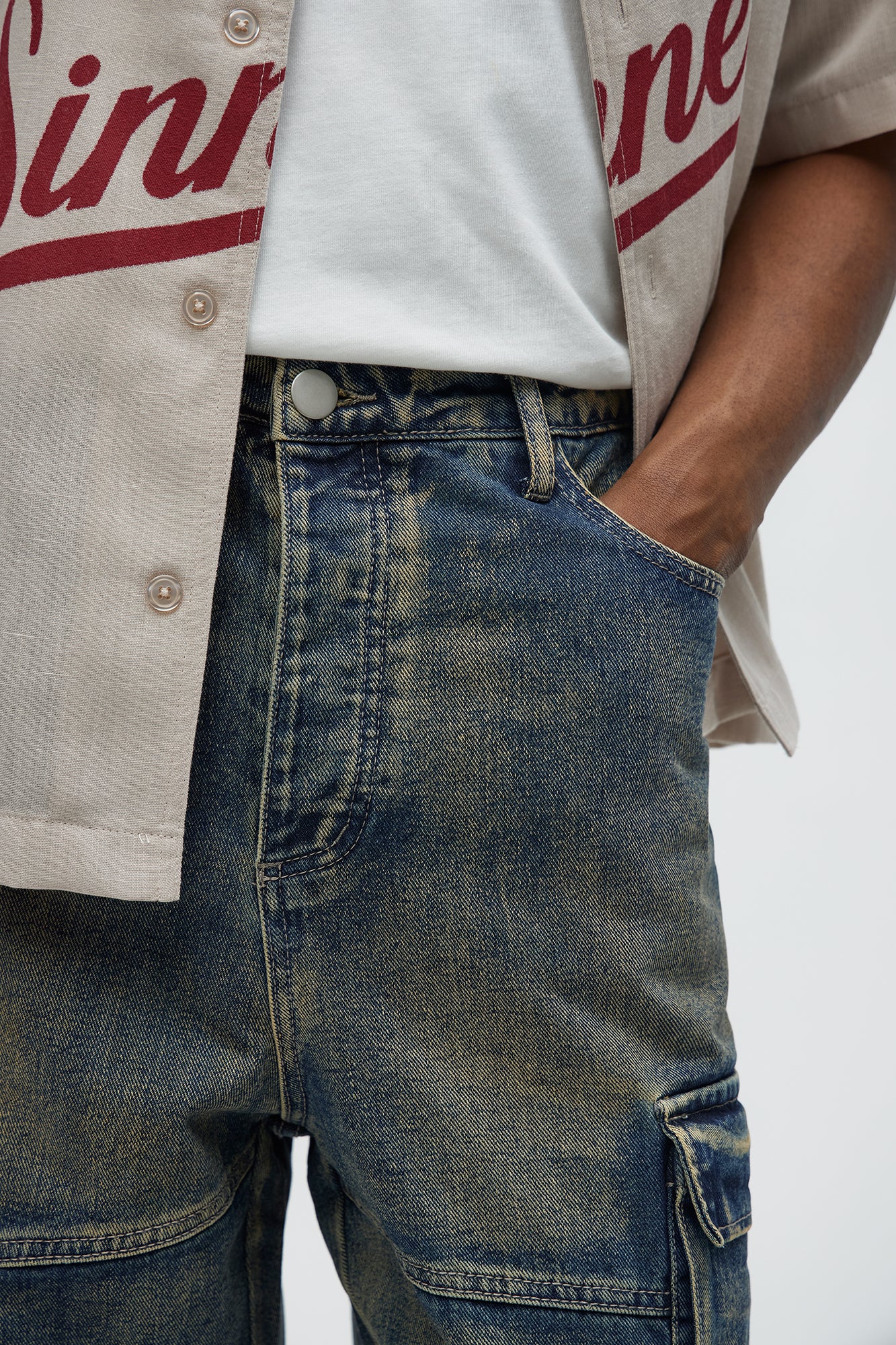 Johnson Baggy Cargo Jeans - Vintage Blue Wash - Image 4